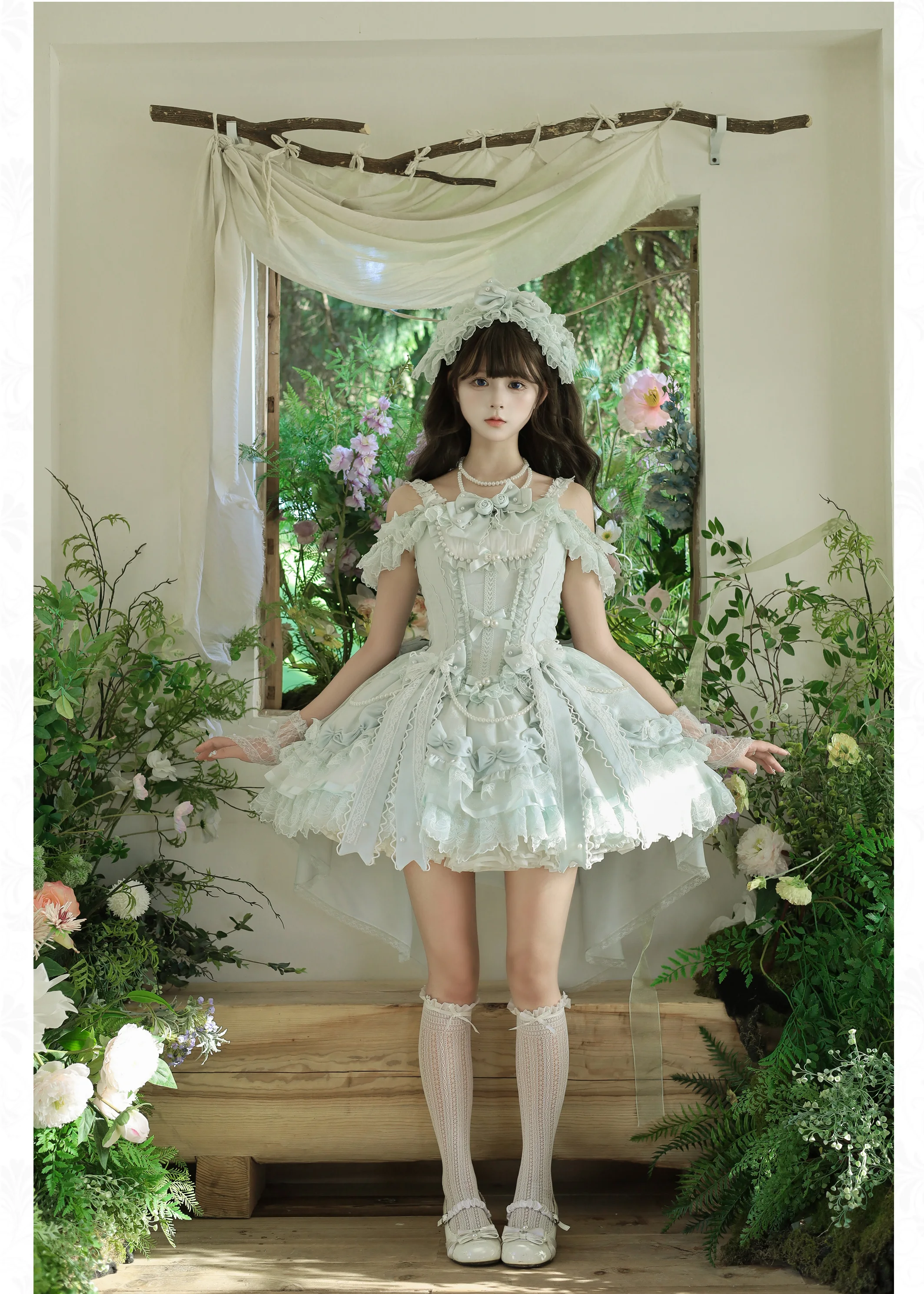 Pink Sweet Lolita Princess Dresses JSK Girl's Woman's Slim-Fit Elegant Lace Bow Tail Birthday Dress Y2k Ballet Style Mini Dress