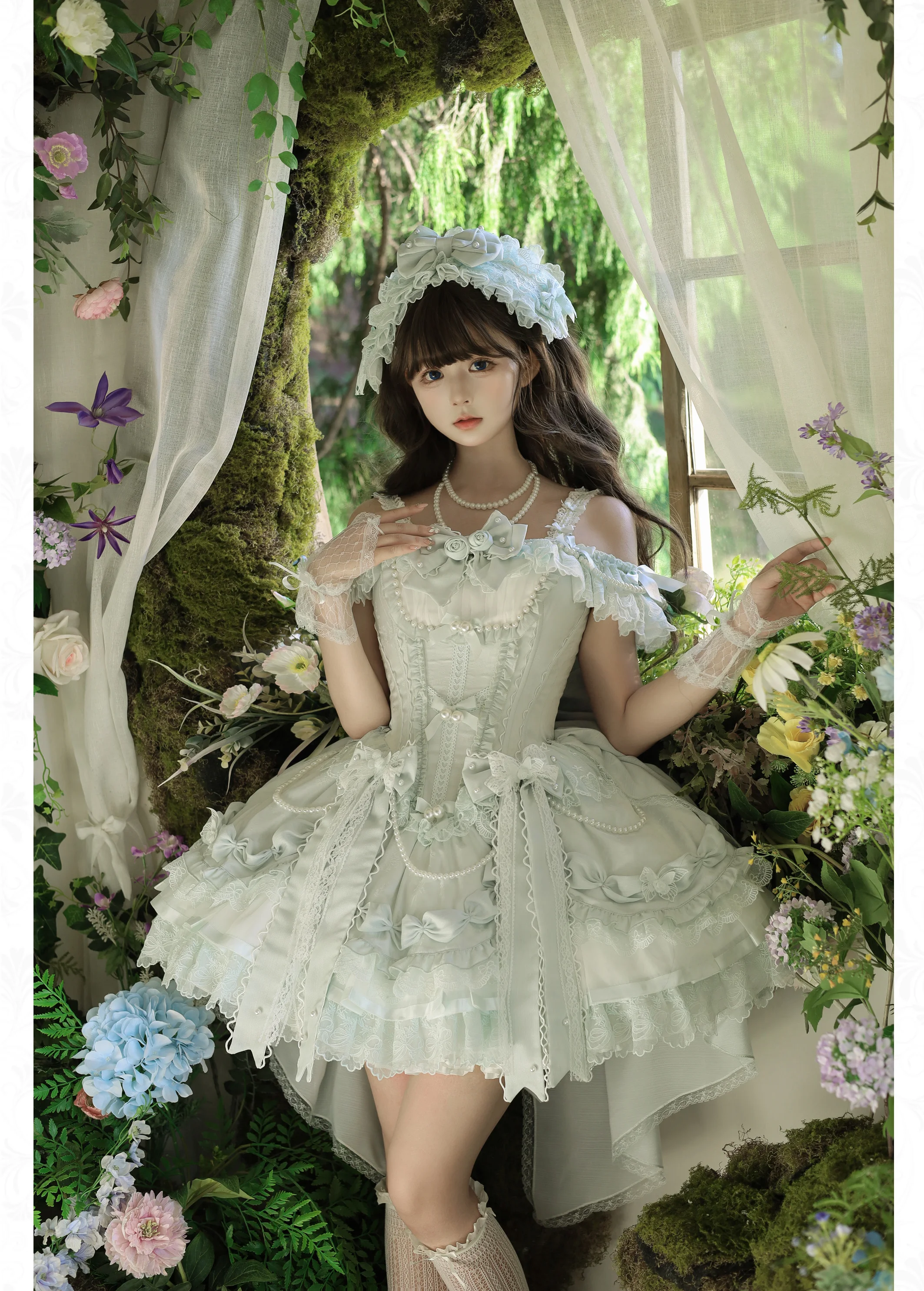 Pink Sweet Lolita Princess Dresses JSK Girl's Woman's Slim-Fit Elegant Lace Bow Tail Birthday Dress Y2k Ballet Style Mini Dress