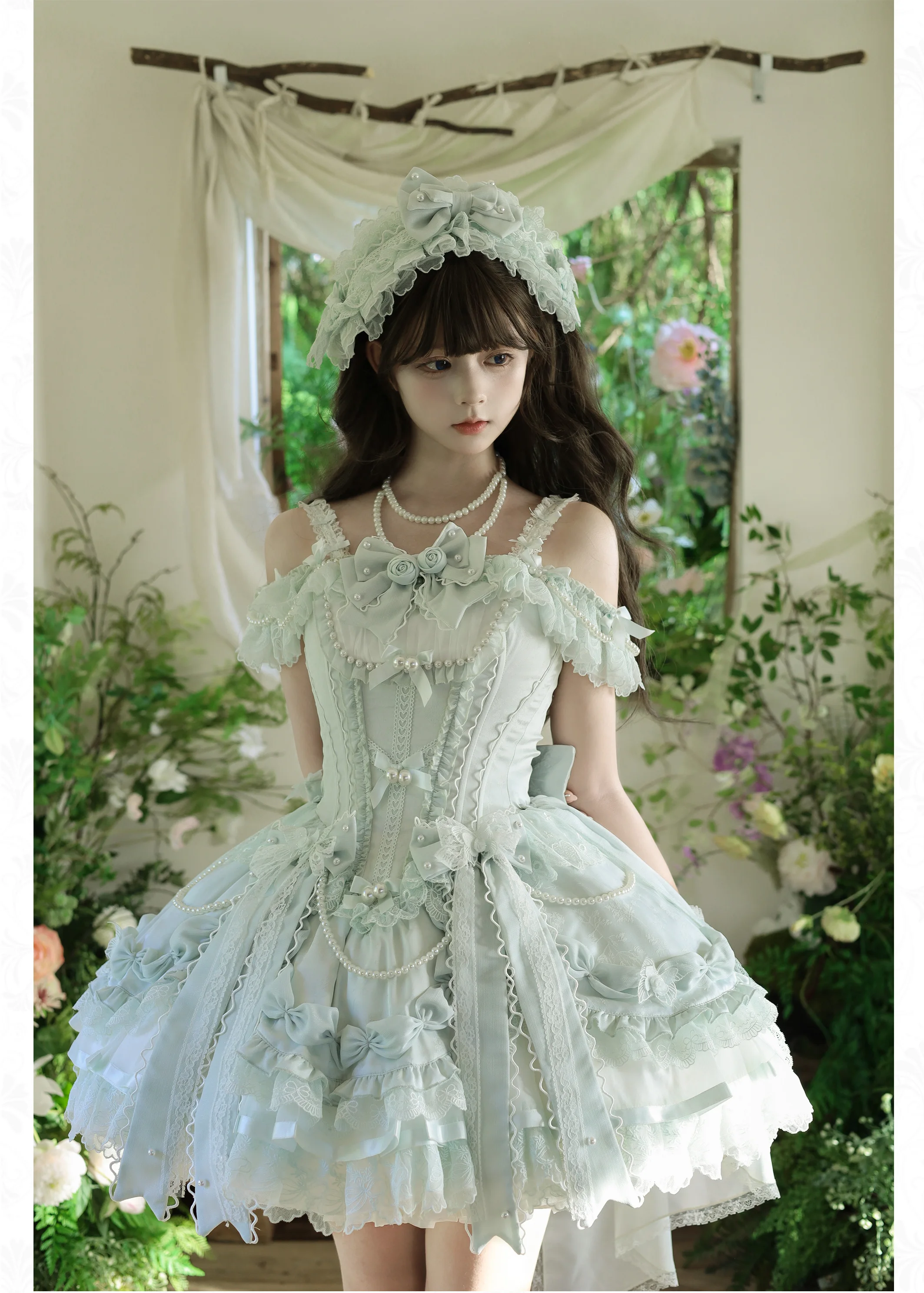 Pink Sweet Lolita Princess Dresses JSK Girl's Woman's Slim-Fit Elegant Lace Bow Tail Birthday Dress Y2k Ballet Style Mini Dress