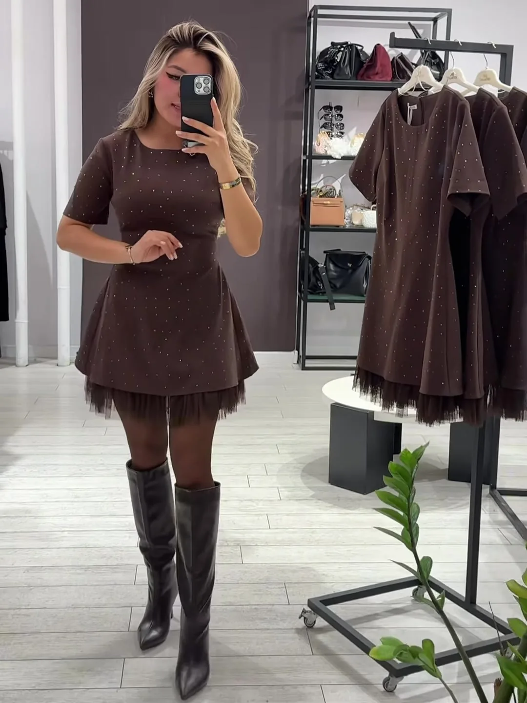 Summer Black Casual Dress Women's New Round Neck Short Sleeve Hot Diamond Slim Fit Lace Dress Holiday Party Mini Dresses Robe