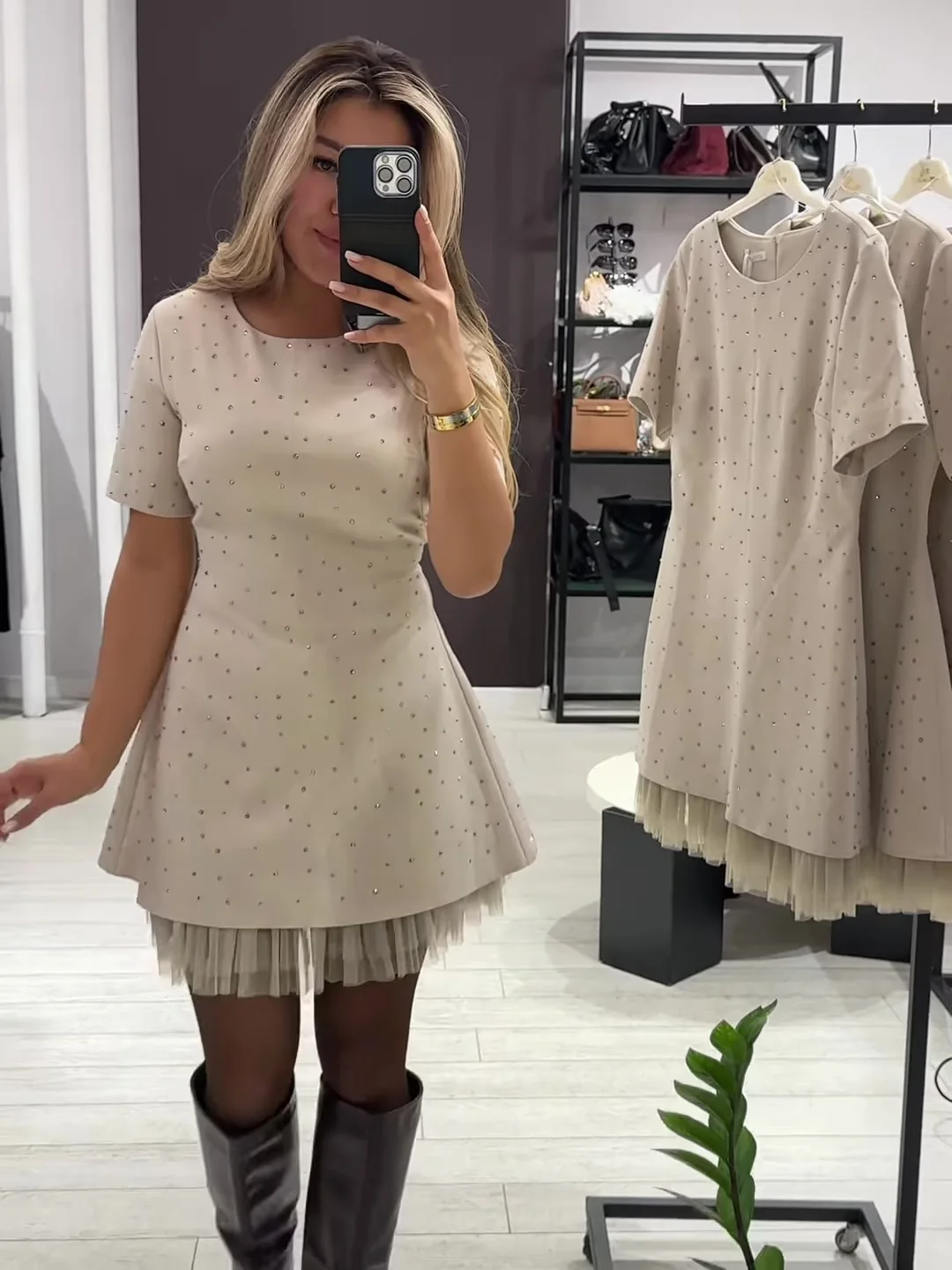 Summer Black Casual Dress Women's New Round Neck Short Sleeve Hot Diamond Slim Fit Lace Dress Holiday Party Mini Dresses Robe