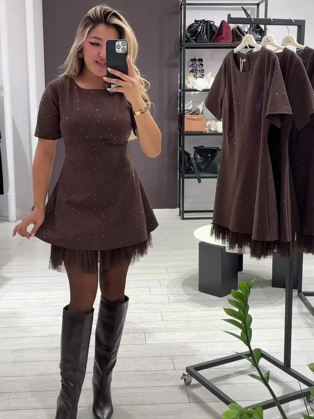 Summer Black Casual Dress Women's New Round Neck Short Sleeve Hot Diamond Slim Fit Lace Dress Holiday Party Mini Dresses Robe