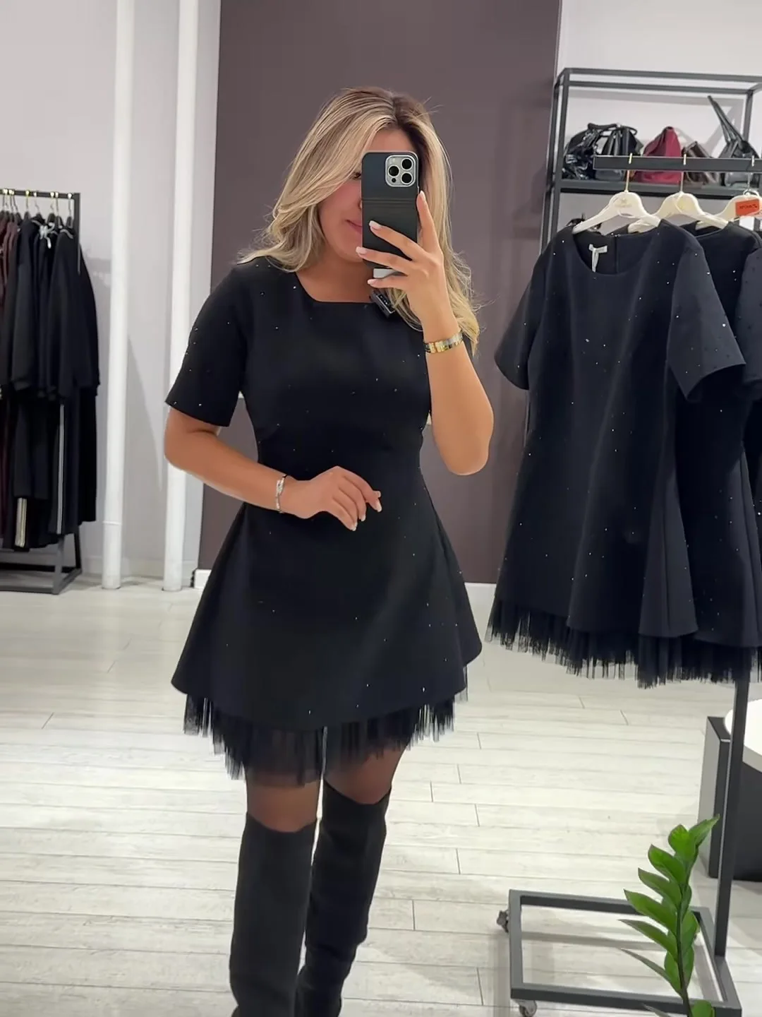 Summer Black Casual Dress Women's New Round Neck Short Sleeve Hot Diamond Slim Fit Lace Dress Holiday Party Mini Dresses Robe