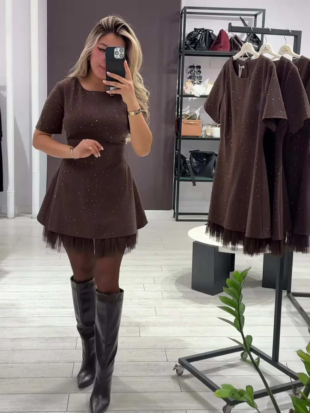 Summer Black Casual Dress Women's New Round Neck Short Sleeve Hot Diamond Slim Fit Lace Dress Holiday Party Mini Dresses Robe