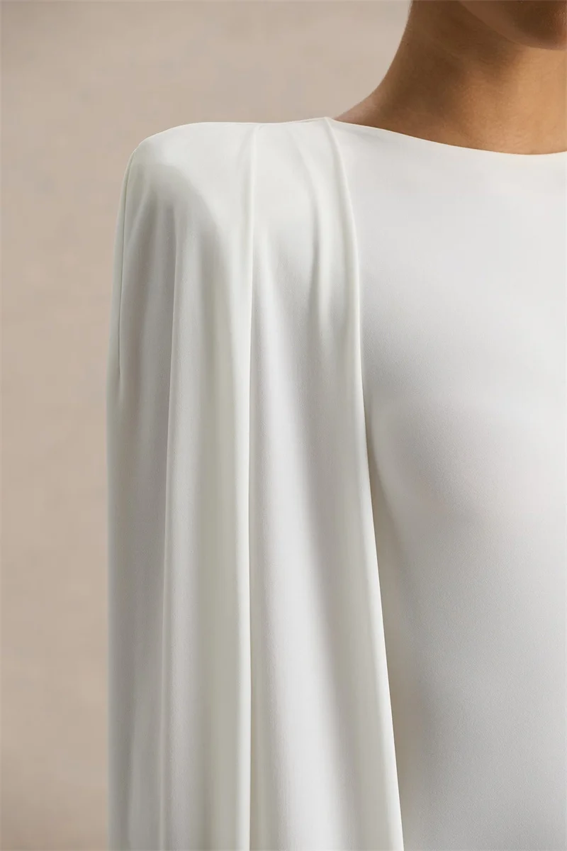 Mozision Cape Sleeve Sexy Maxi Dress Women Gown Elegant Fashion Zipper O Neck High Waist Split Club Party Long Dresses Female