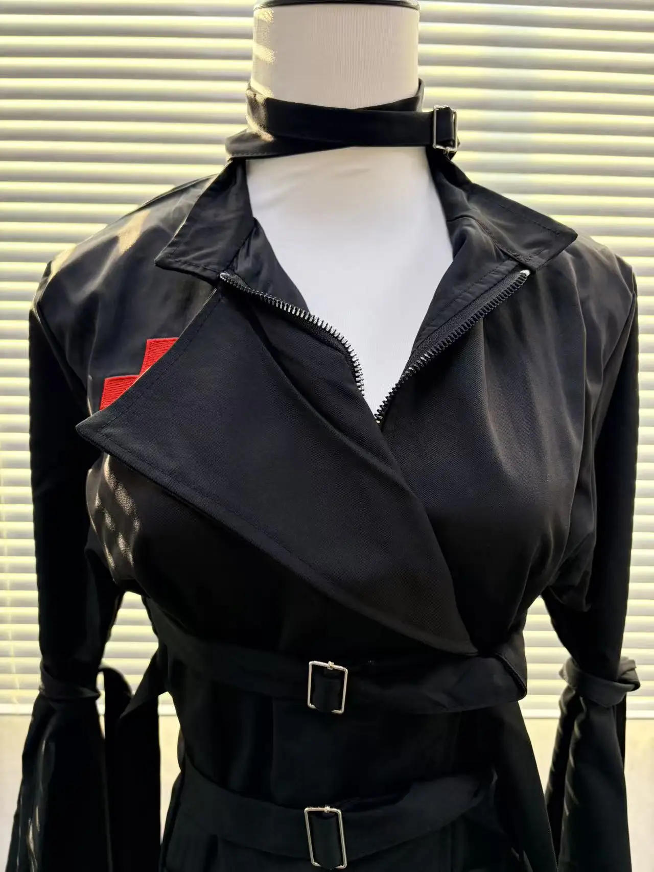 Gothic Dark 2000s Aesthetic Women's Dress Subculture Vintage Cross-shaped Metal Fastener Long-sleeved Harajuku Japanese Dresses