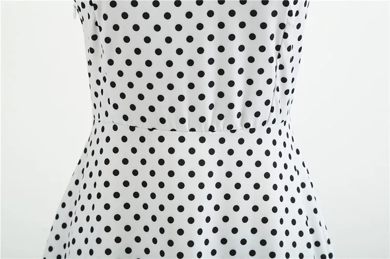 Sexy Retro White Polka Dot Dress Hepburn Vintage Halter Party Dress 50s 60s Pin Up Rockabilly Robe