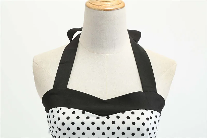 Sexy Retro White Polka Dot Dress Hepburn Vintage Halter Party Dress 50s 60s Pin Up Rockabilly Robe