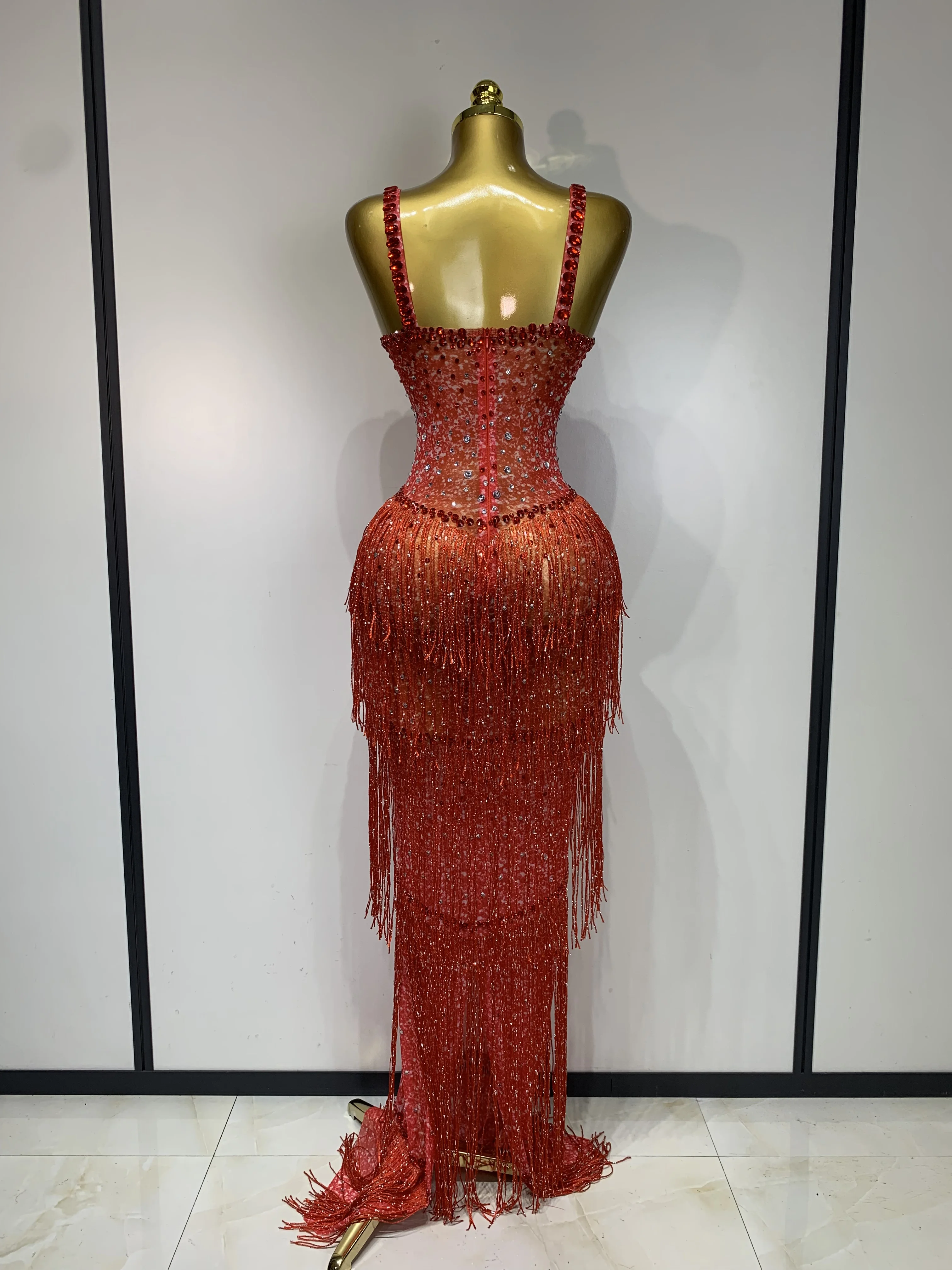 Shining Rhinestones Bodycon Long Dress Women Sexy Transparent Elagant Evening Party Birthday Prom Dress Photo Shoot Outfit