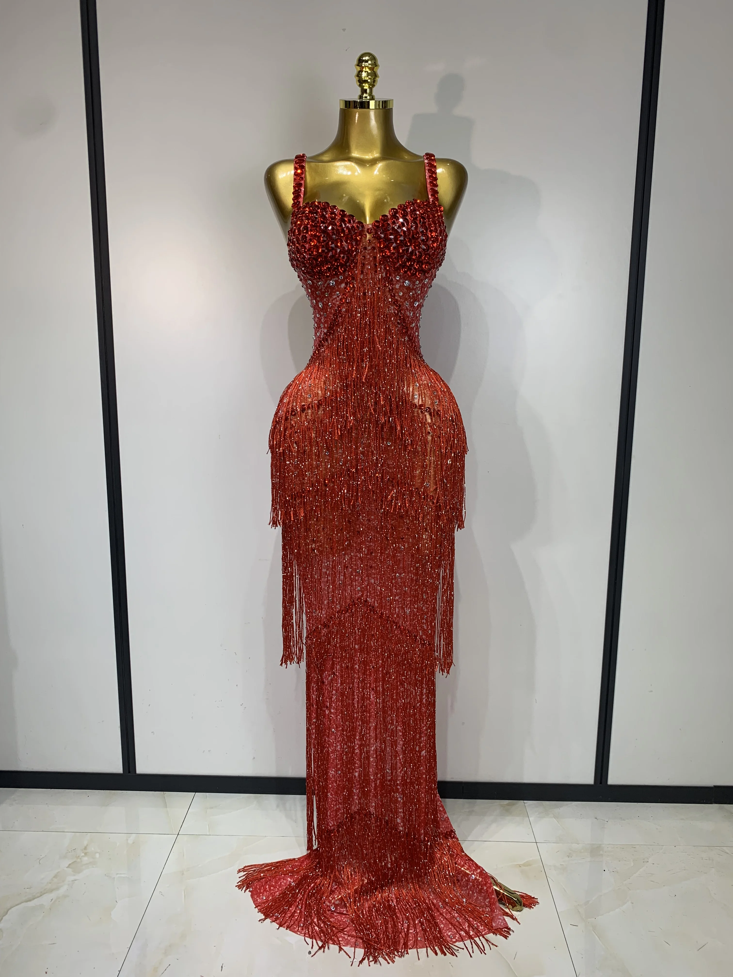 Shining Rhinestones Bodycon Long Dress Women Sexy Transparent Elagant Evening Party Birthday Prom Dress Photo Shoot Outfit