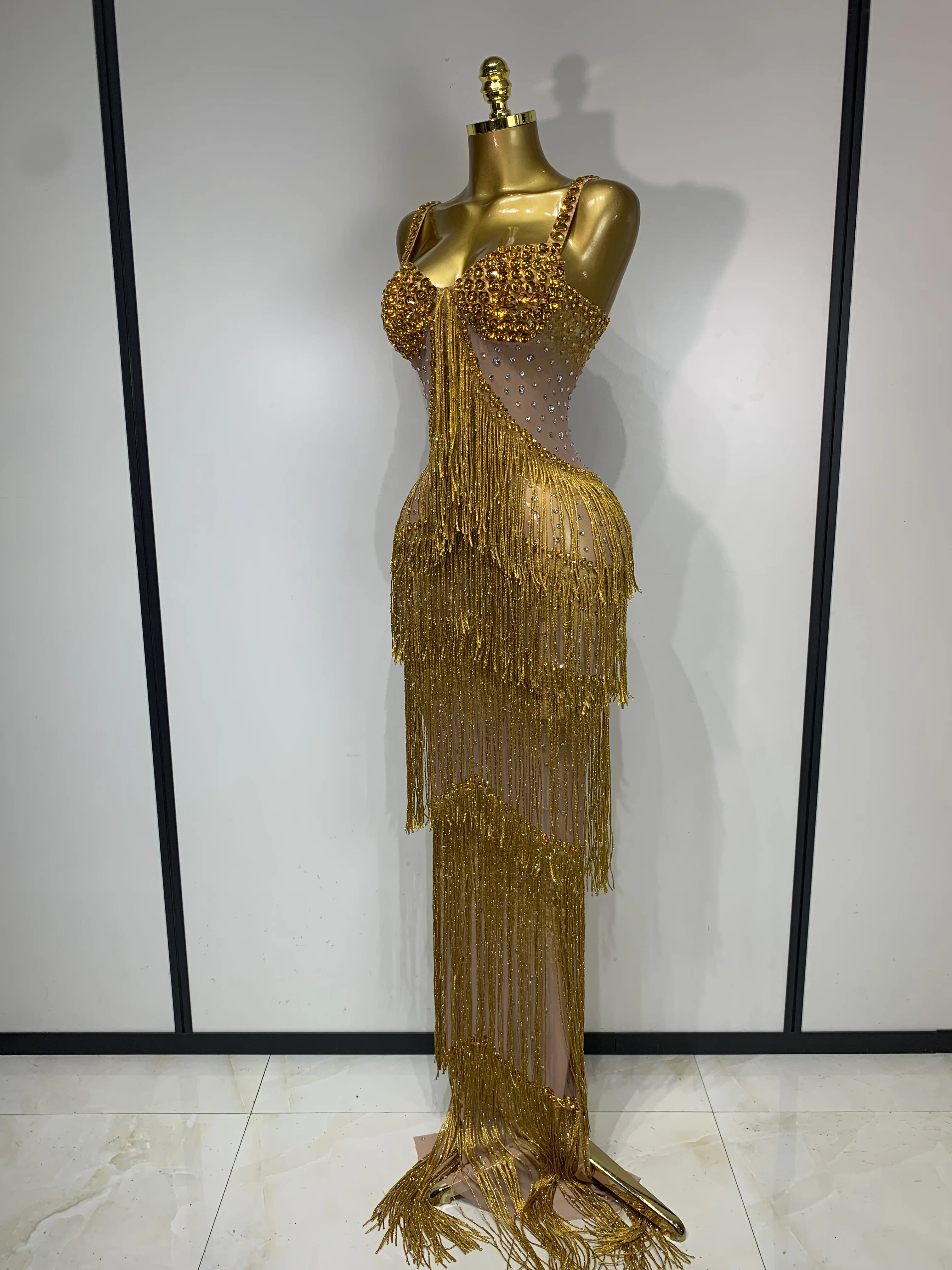 Shining Rhinestones Bodycon Long Dress Women Sexy Transparent Elagant Evening Party Birthday Prom Dress Photo Shoot Outfit