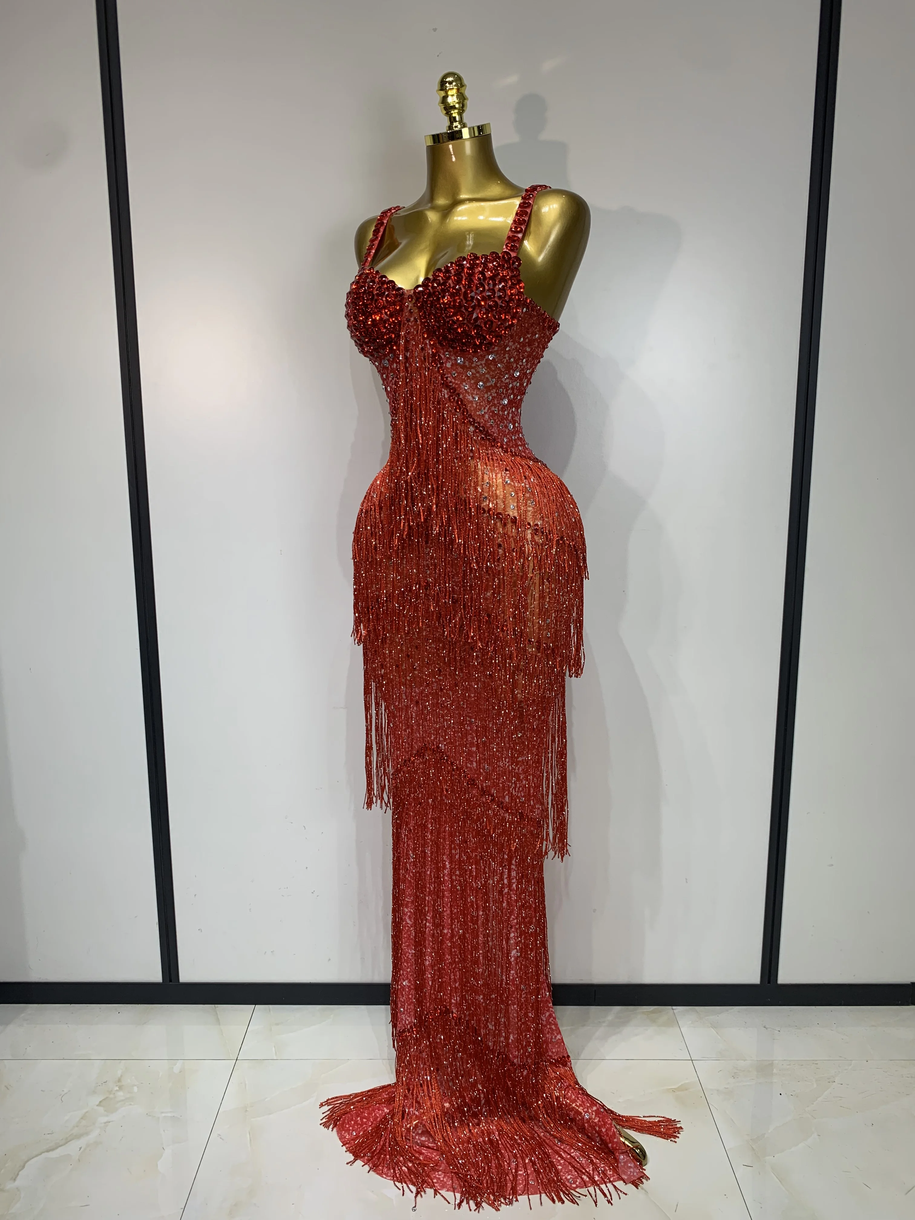 Shining Rhinestones Bodycon Long Dress Women Sexy Transparent Elagant Evening Party Birthday Prom Dress Photo Shoot Outfit