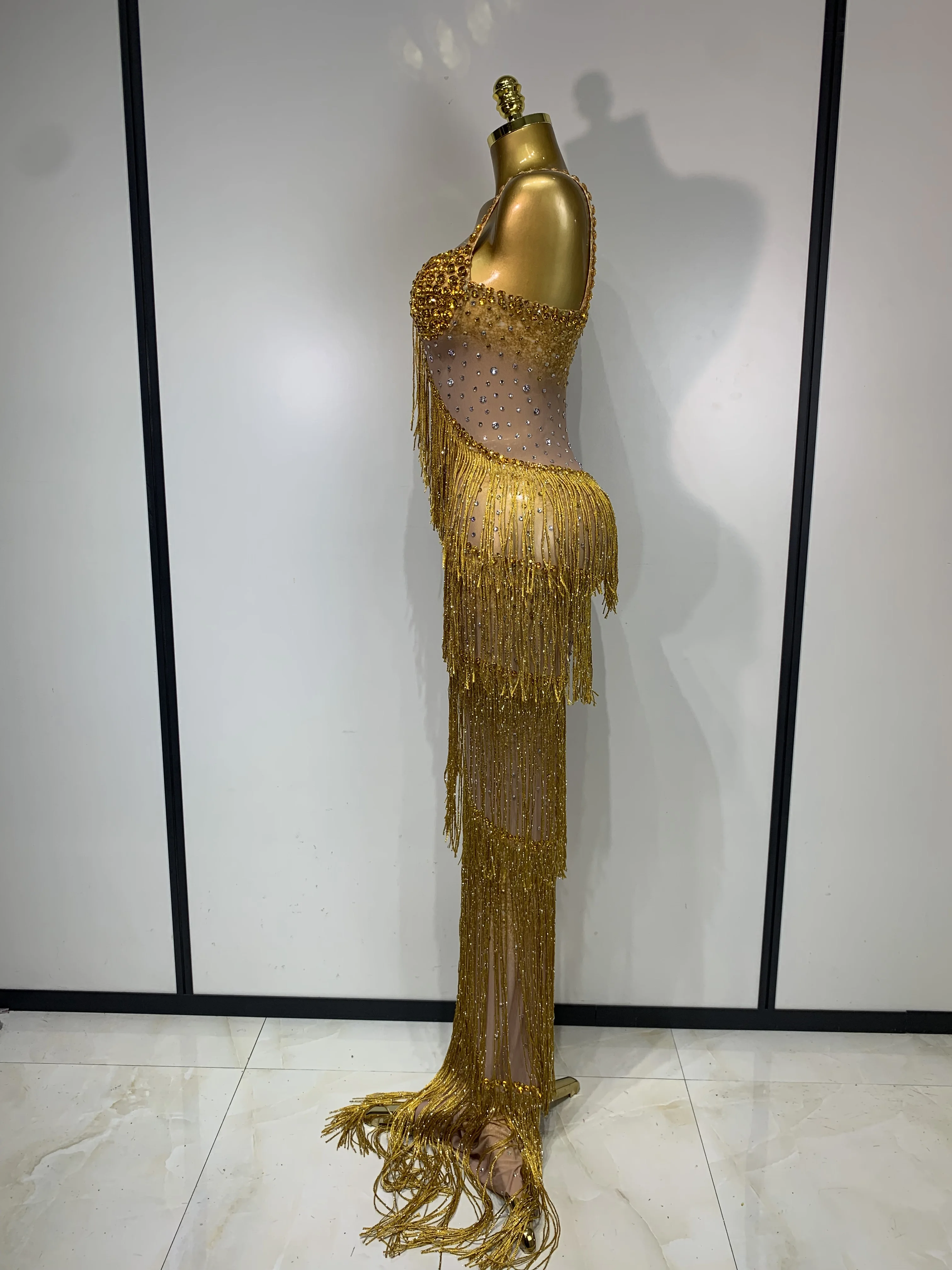 Shining Rhinestones Bodycon Long Dress Women Sexy Transparent Elagant Evening Party Birthday Prom Dress Photo Shoot Outfit