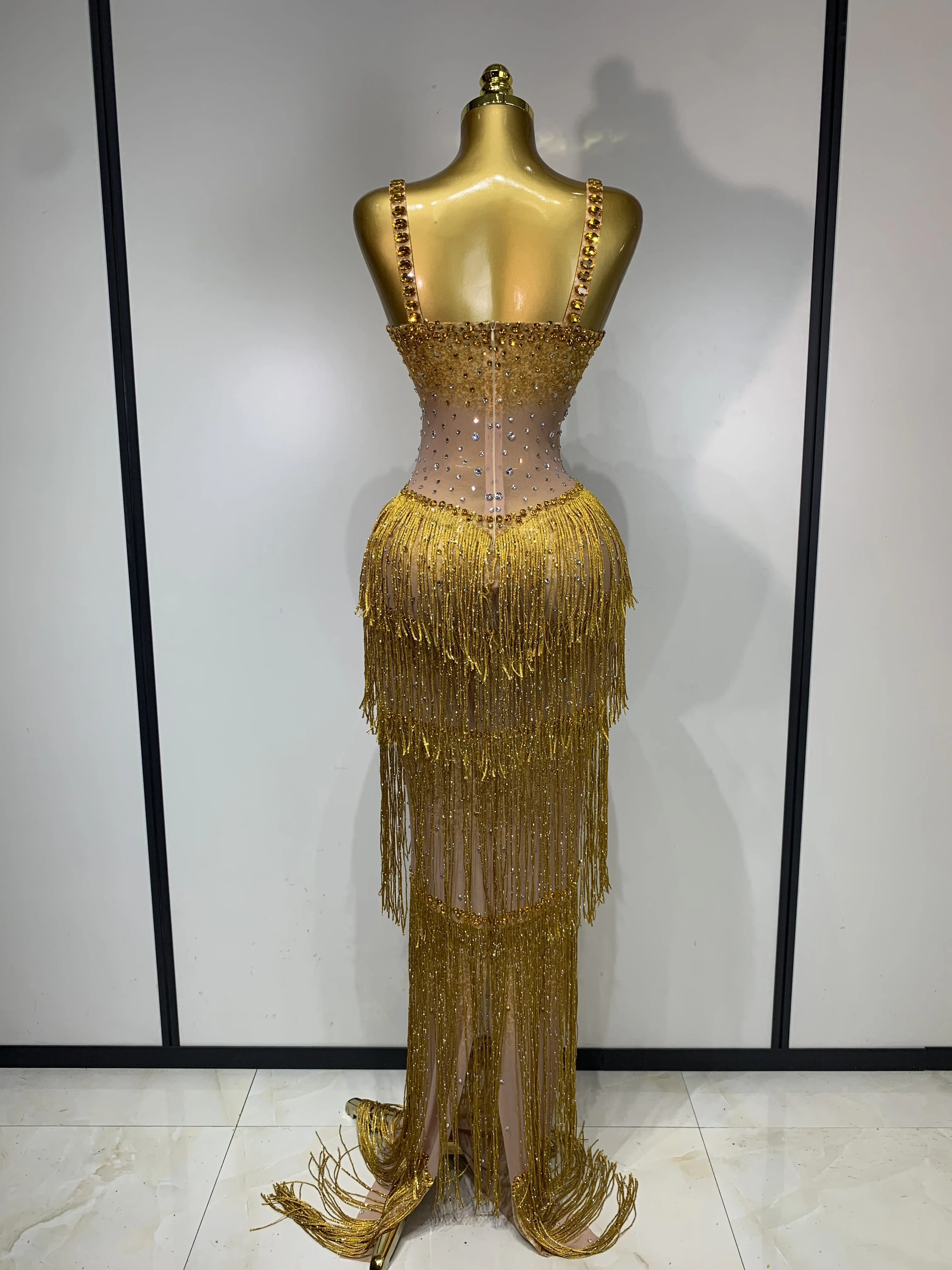 Shining Rhinestones Bodycon Long Dress Women Sexy Transparent Elagant Evening Party Birthday Prom Dress Photo Shoot Outfit