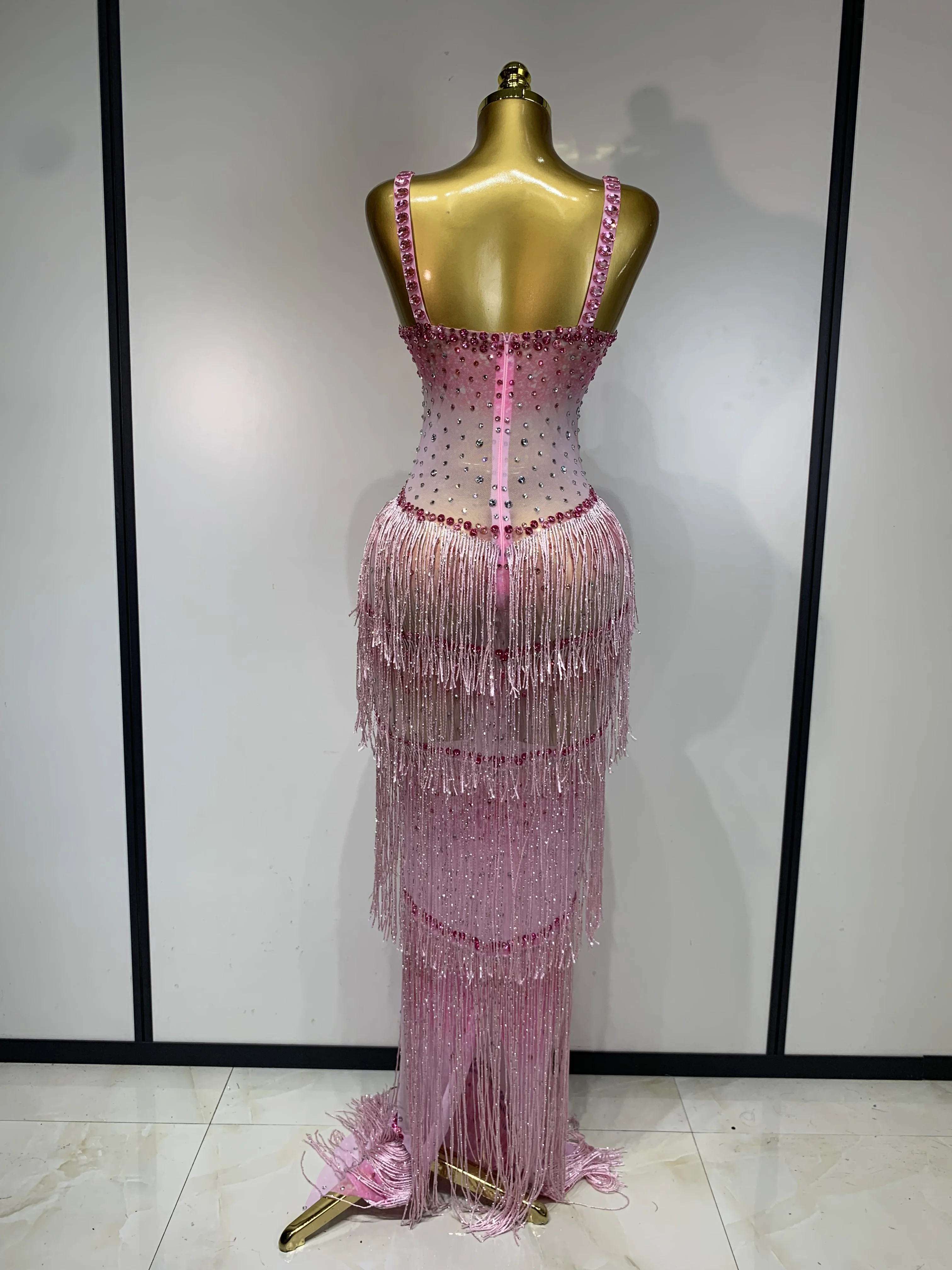 Shining Rhinestones Bodycon Long Dress Women Sexy Transparent Elagant Evening Party Birthday Prom Dress Photo Shoot Outfit