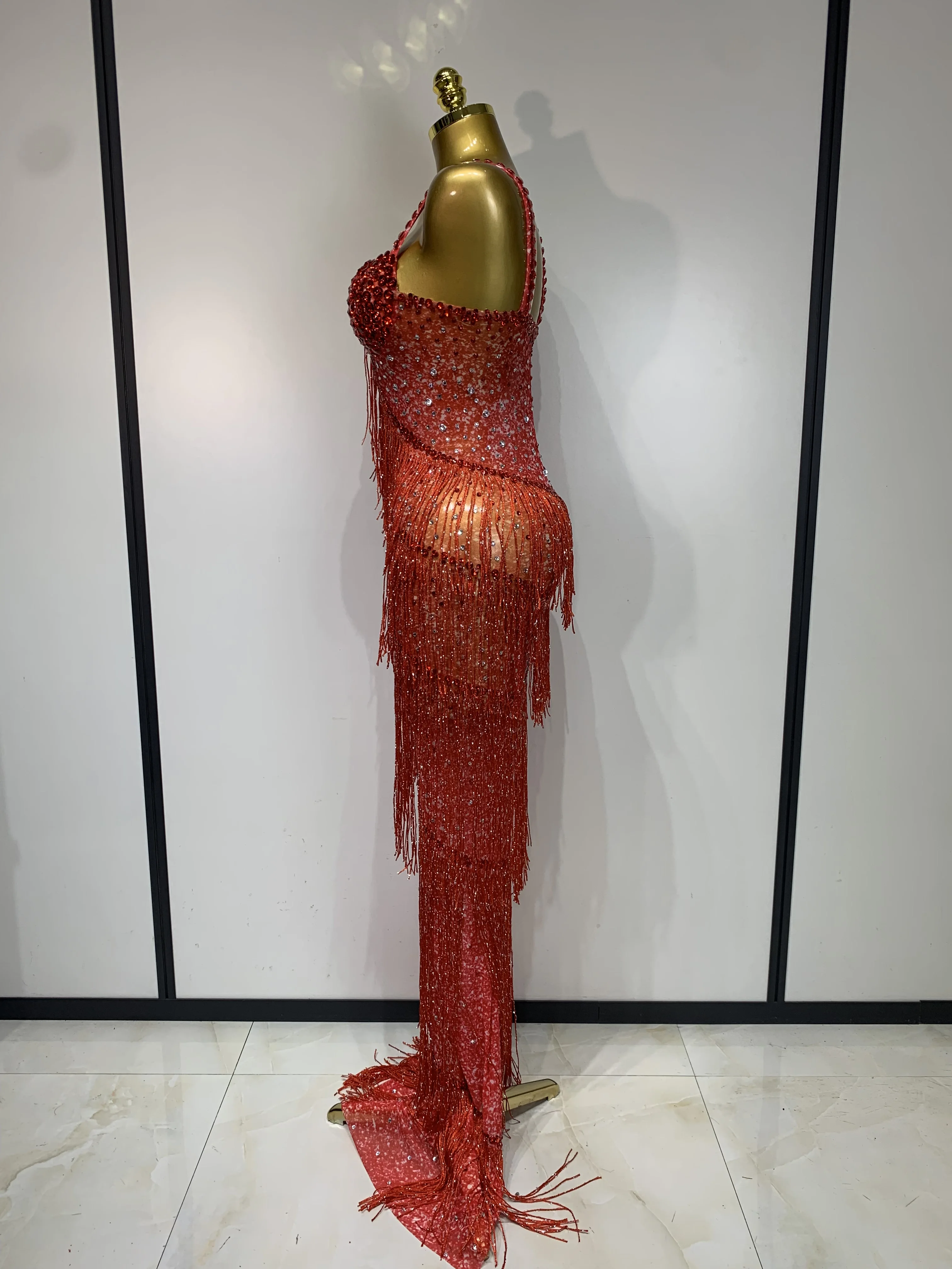 Shining Rhinestones Bodycon Long Dress Women Sexy Transparent Elagant Evening Party Birthday Prom Dress Photo Shoot Outfit