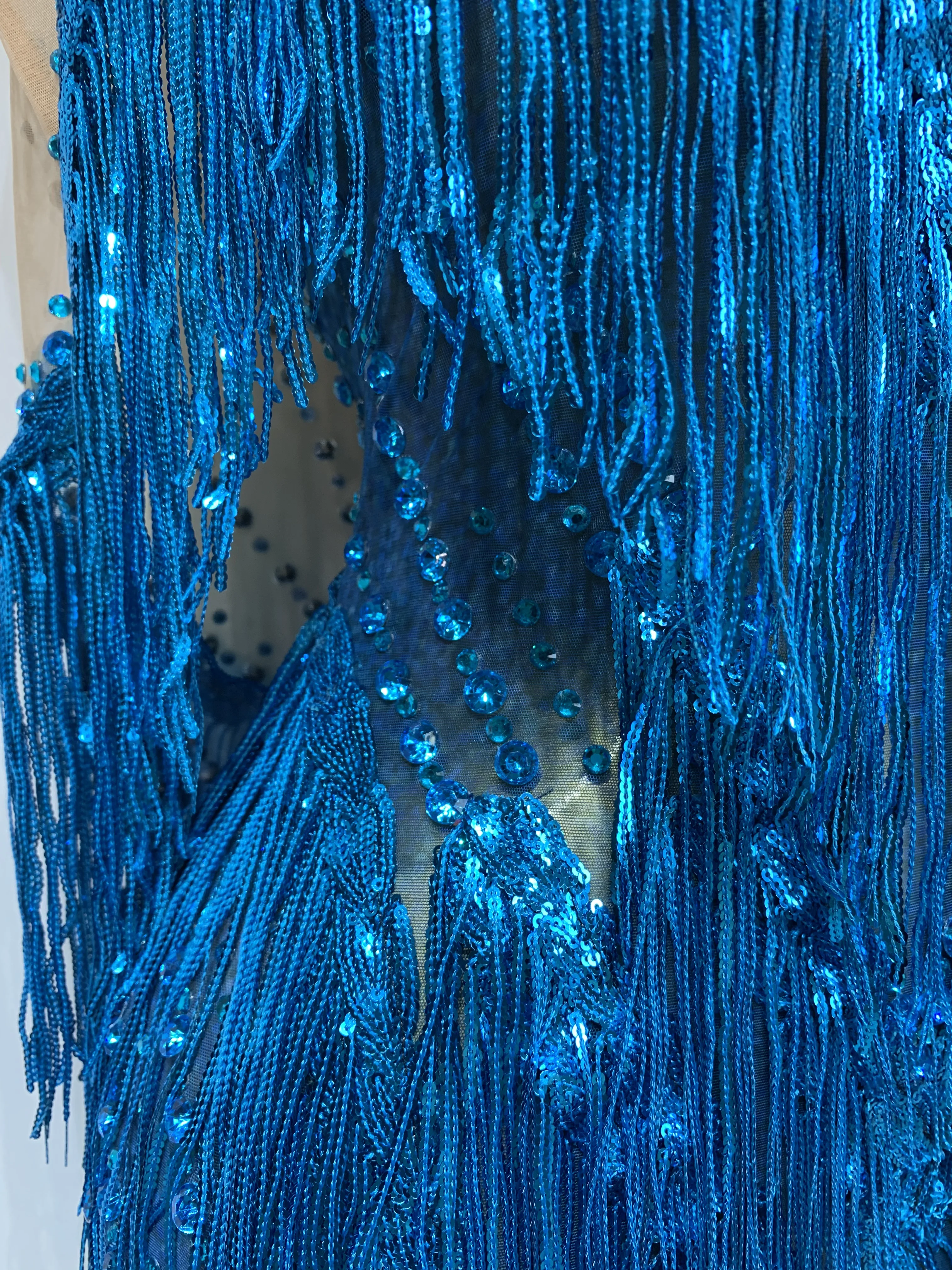 Sexy Sparkly Rhinestone Sequins Tassel Mesh Transparent Dress Women Evening Birthday Party Nightclub Dance Singer Stage Outfit