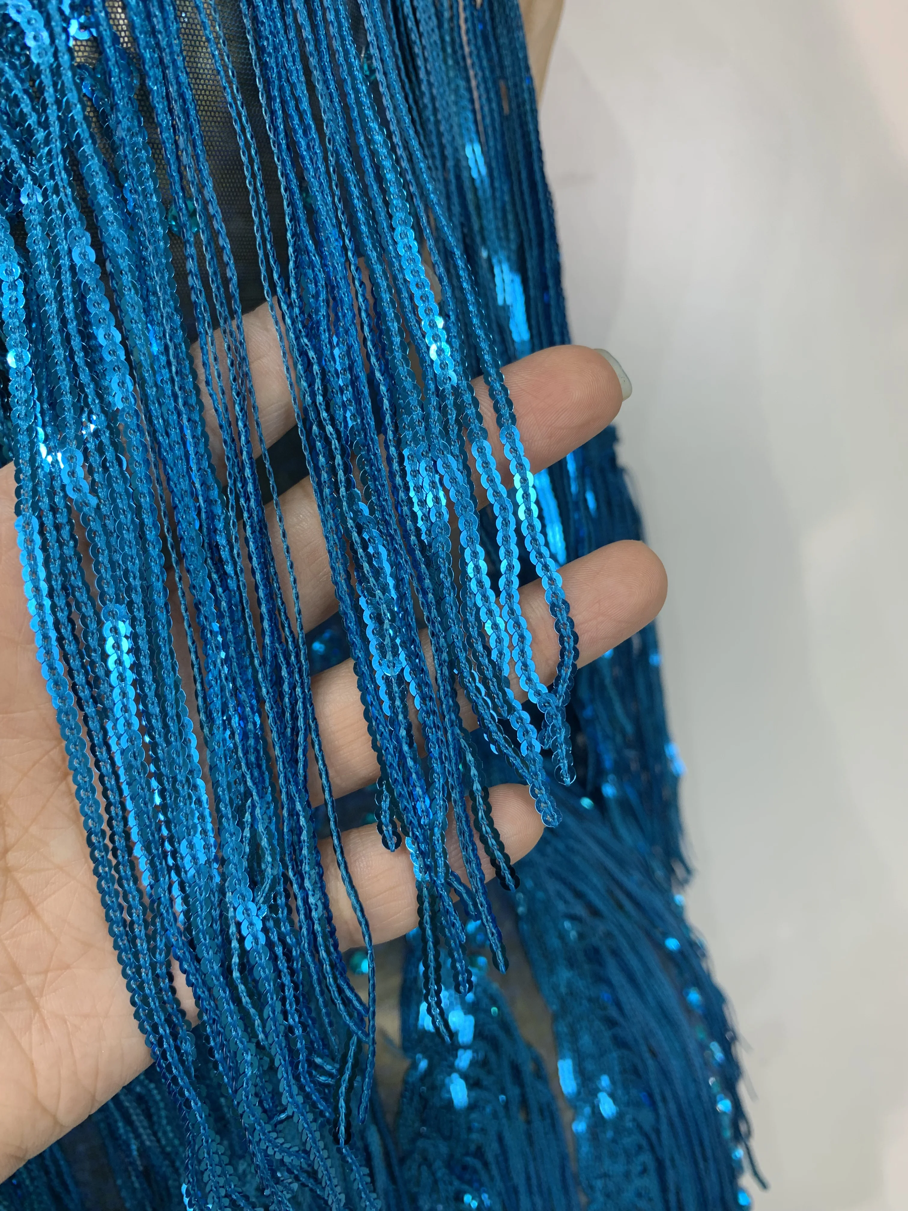 Sexy Sparkly Rhinestone Sequins Tassel Mesh Transparent Dress Women Evening Birthday Party Nightclub Dance Singer Stage Outfit