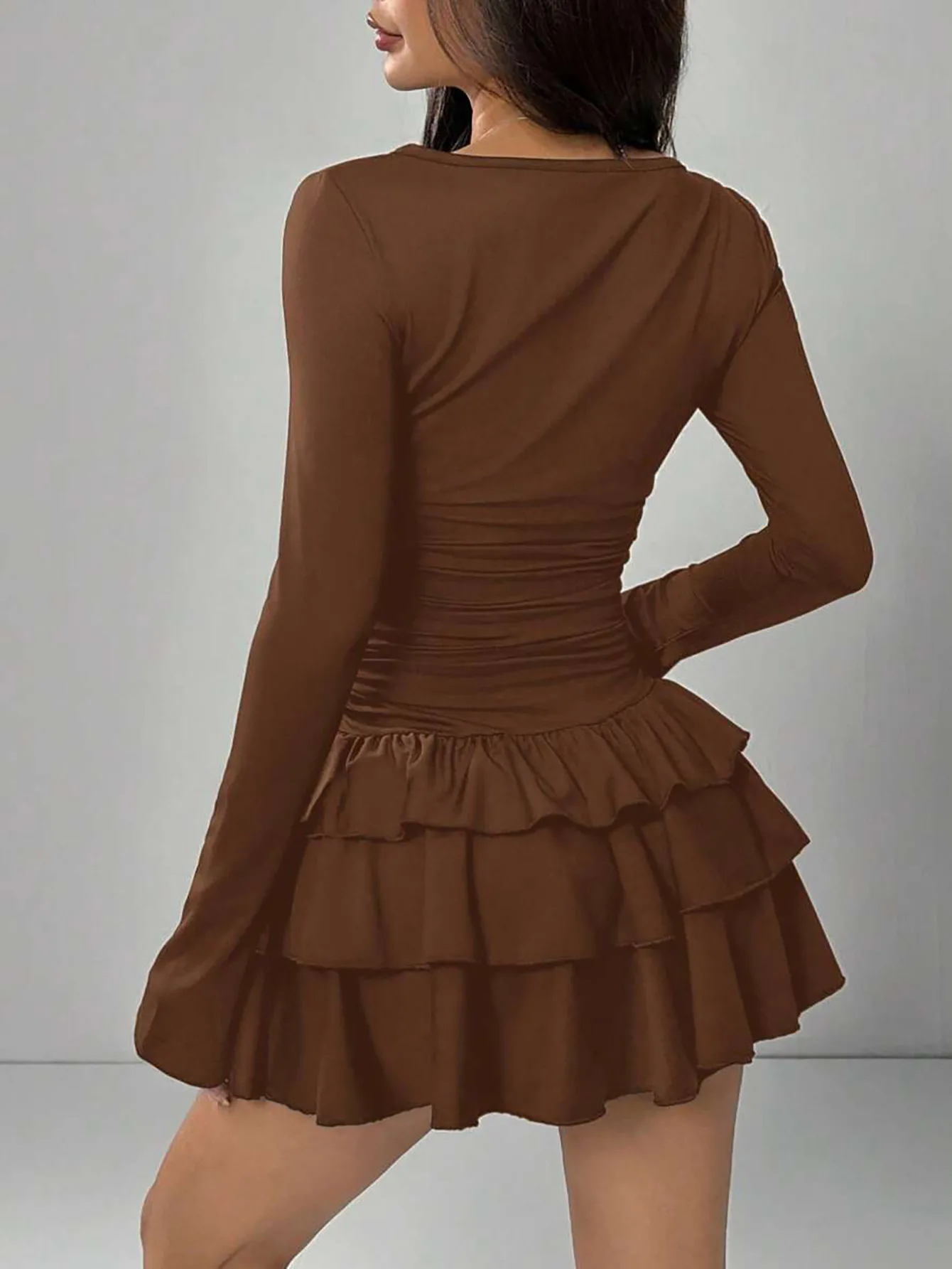 Temperament Dresses 2026 Woman Mini vestidos Simple Style Elegant French Bodycon Slim Pleated Fashion Long Sleeve Commuting Sexy