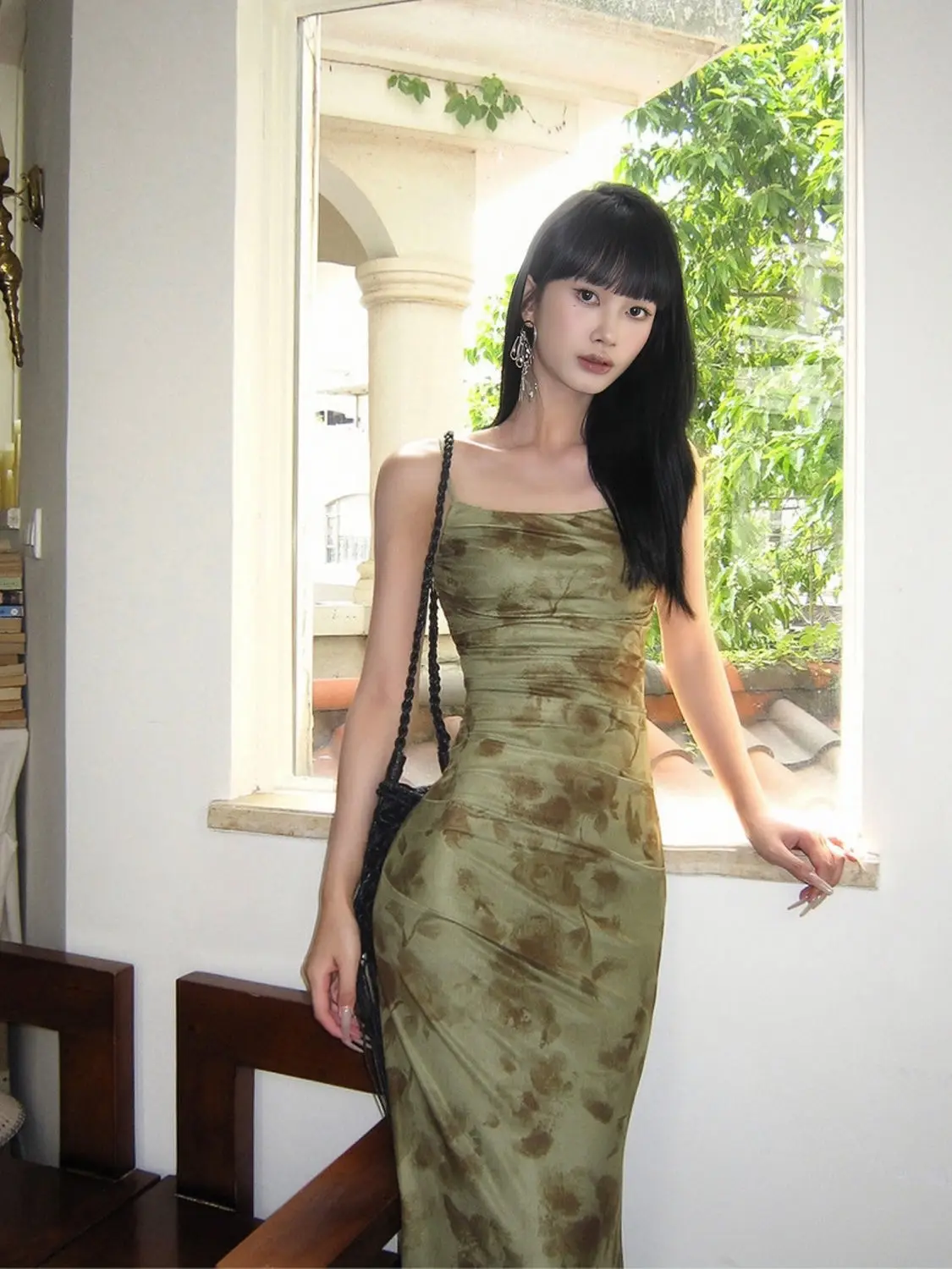 Retro Printed Camis Dress Women Summer Sexy Slim Spaghetti Straps Backless Party Dress Korean Chic Elegant Beach Vestidos New