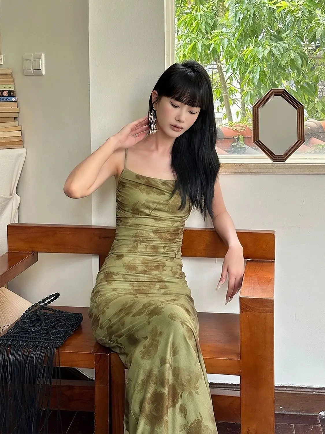 Retro Printed Camis Dress Women Summer Sexy Slim Spaghetti Straps Backless Party Dress Korean Chic Elegant Beach Vestidos New