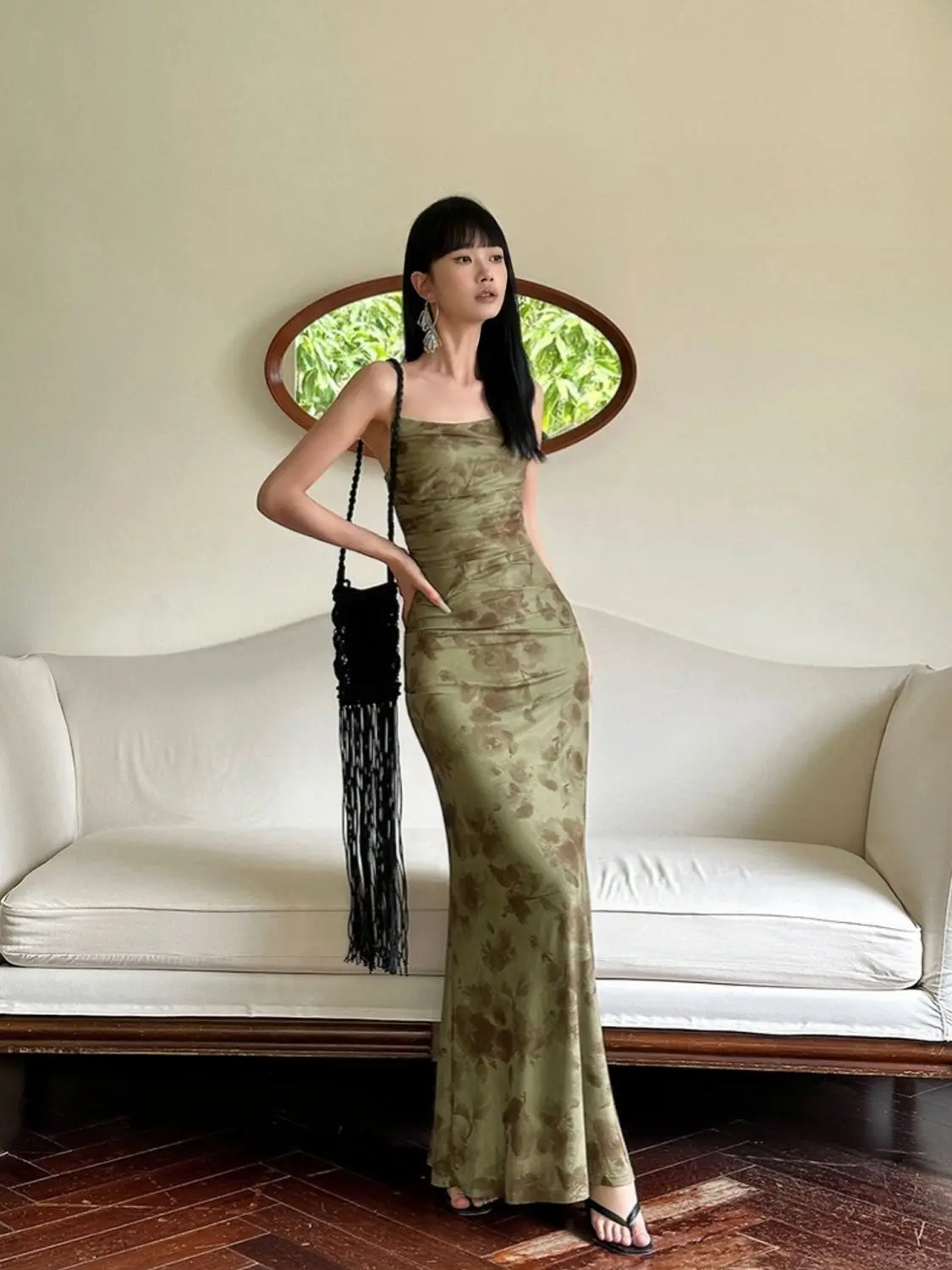 Retro Printed Camis Dress Women Summer Sexy Slim Spaghetti Straps Backless Party Dress Korean Chic Elegant Beach Vestidos New