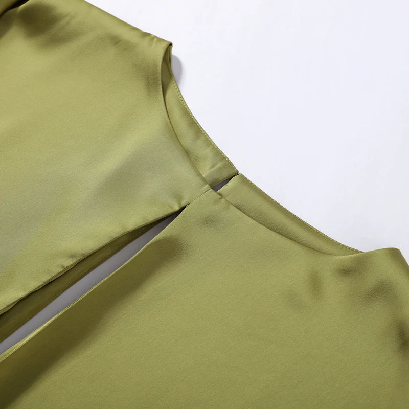 Sexy Satin Mini Dress Women O Neck Batwing Sleeves Hollow Out High Waist Vestidos Female 2026 Summer New Chic Fashion Dresses
