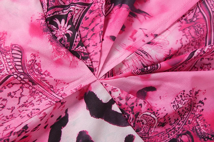 Weird Puss Tiger Stripe Print Long Dress Woman Autumn Trend Deep V-Neck Backless Lantern Sleeve Beach Party Elegant Vestidos