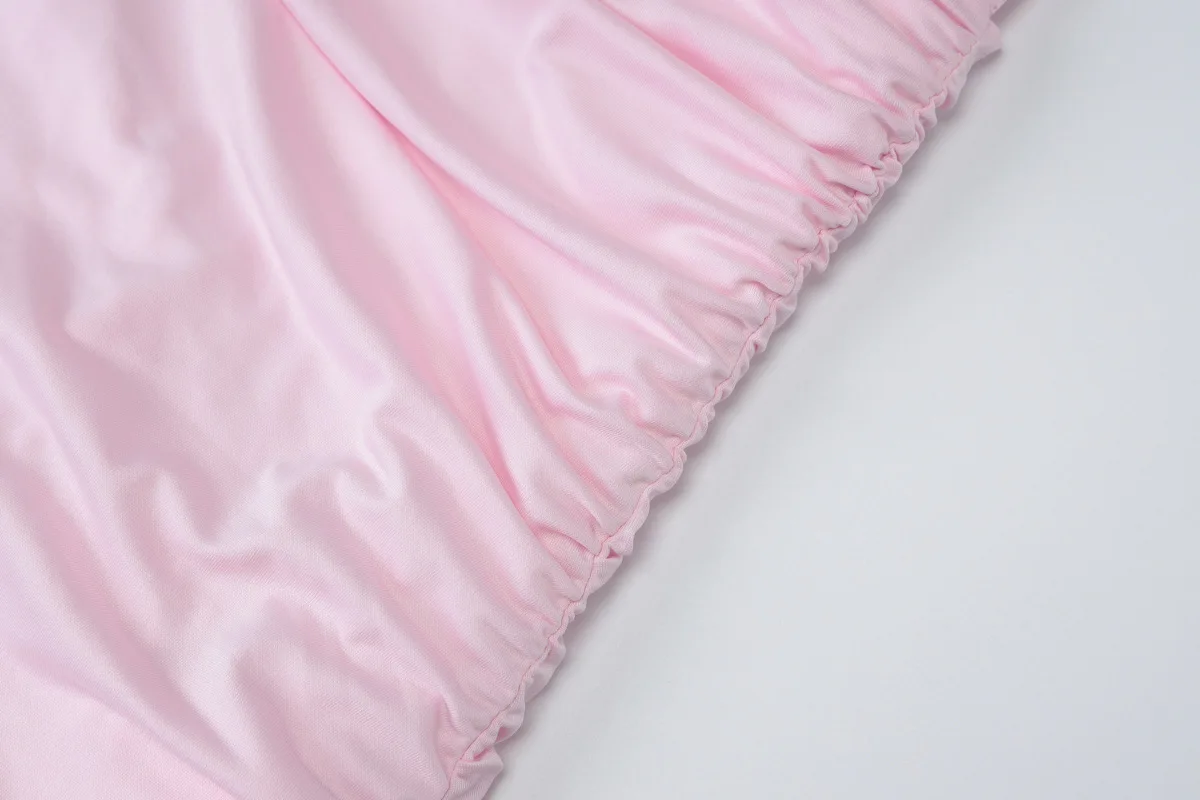 Elegant Pink Irregular Pleated Maxi Dress Women O-Neck Long Sleeve Ruched Slim Long Dress Wedding Guest Evening Party Robes 2026