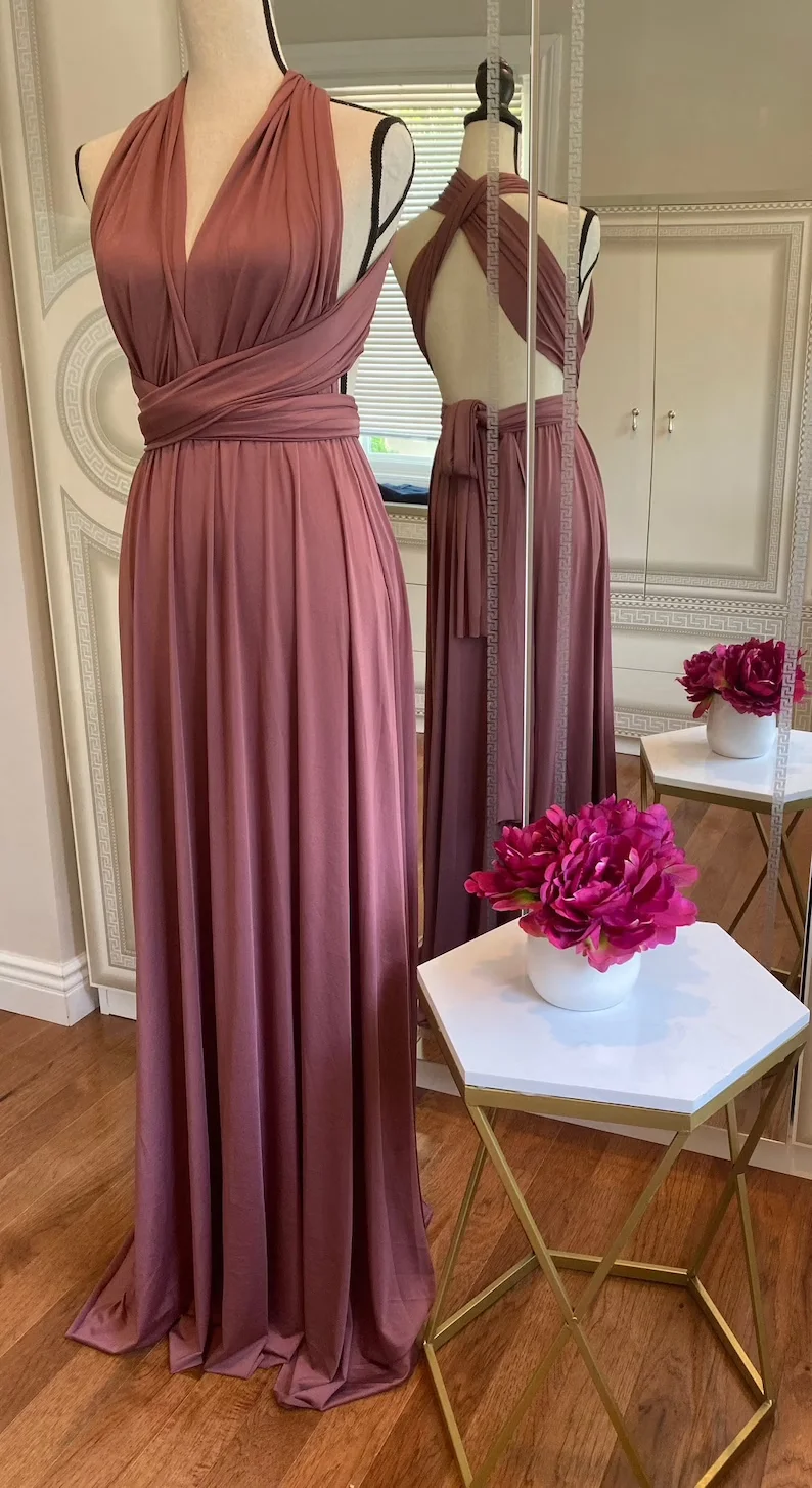Bridesmaid Dress, Olive Green Maxi Bridesmaid Dress, Bridal Party Convertible Dress, Multiway Infinity Dress, Custom Dress