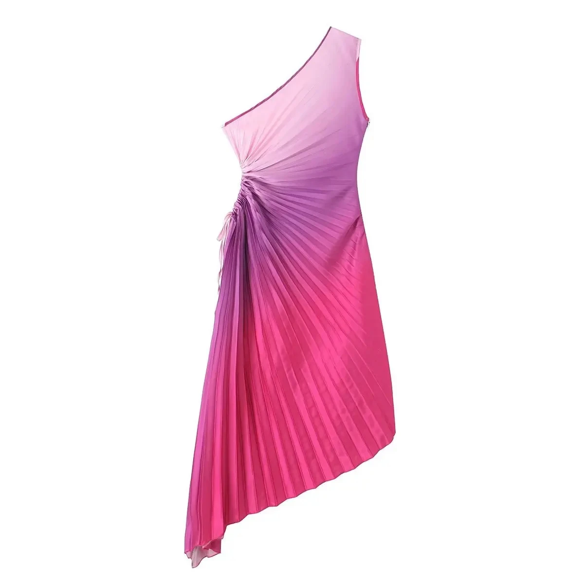 HH Fashion Elegant Female One Shoulder Ruffled Slim Long Dress Women Summer Sexy Waist Hollow Out Backless Sleeveless Dress