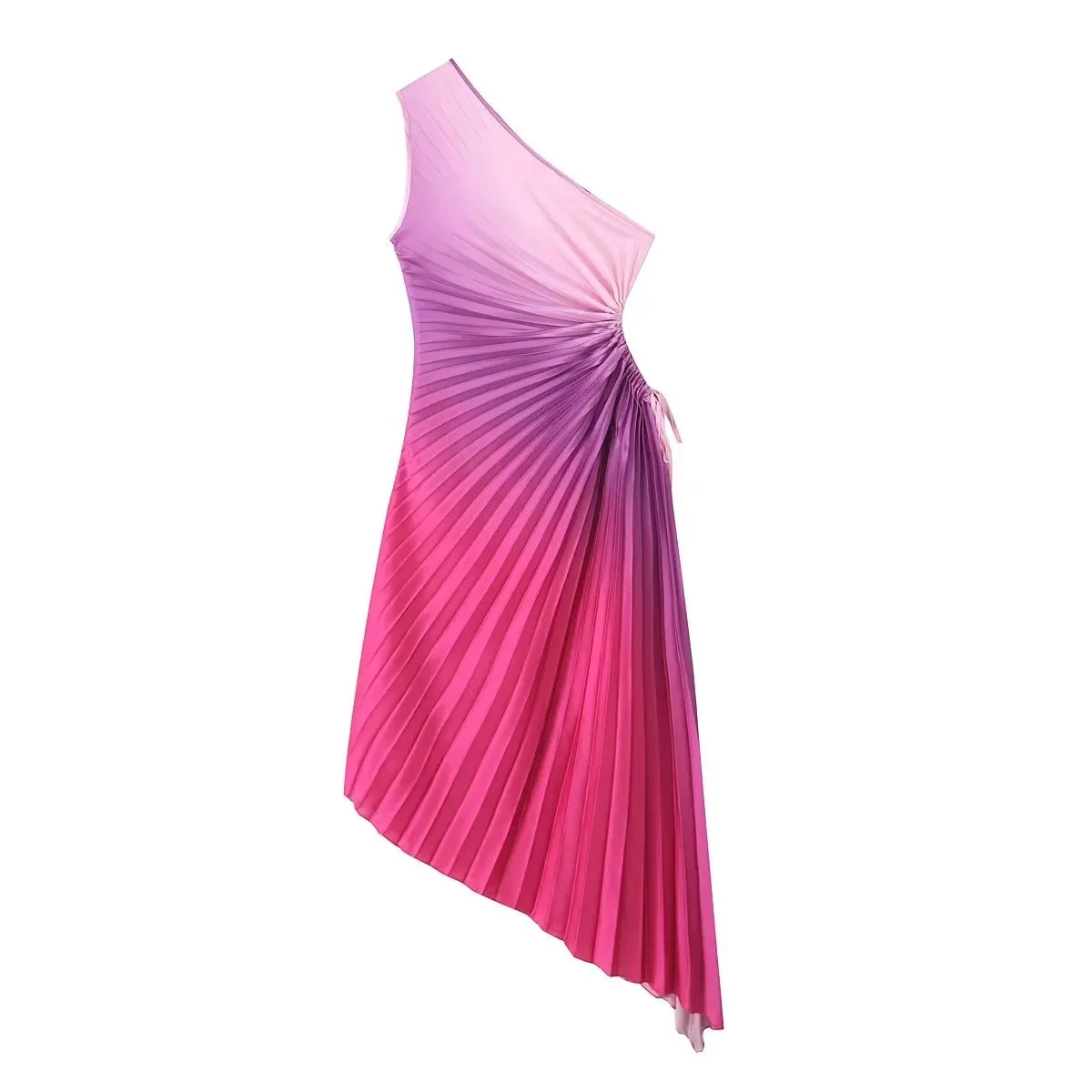 HH Fashion Elegant Female One Shoulder Ruffled Slim Long Dress Women Summer Sexy Waist Hollow Out Backless Sleeveless Dress