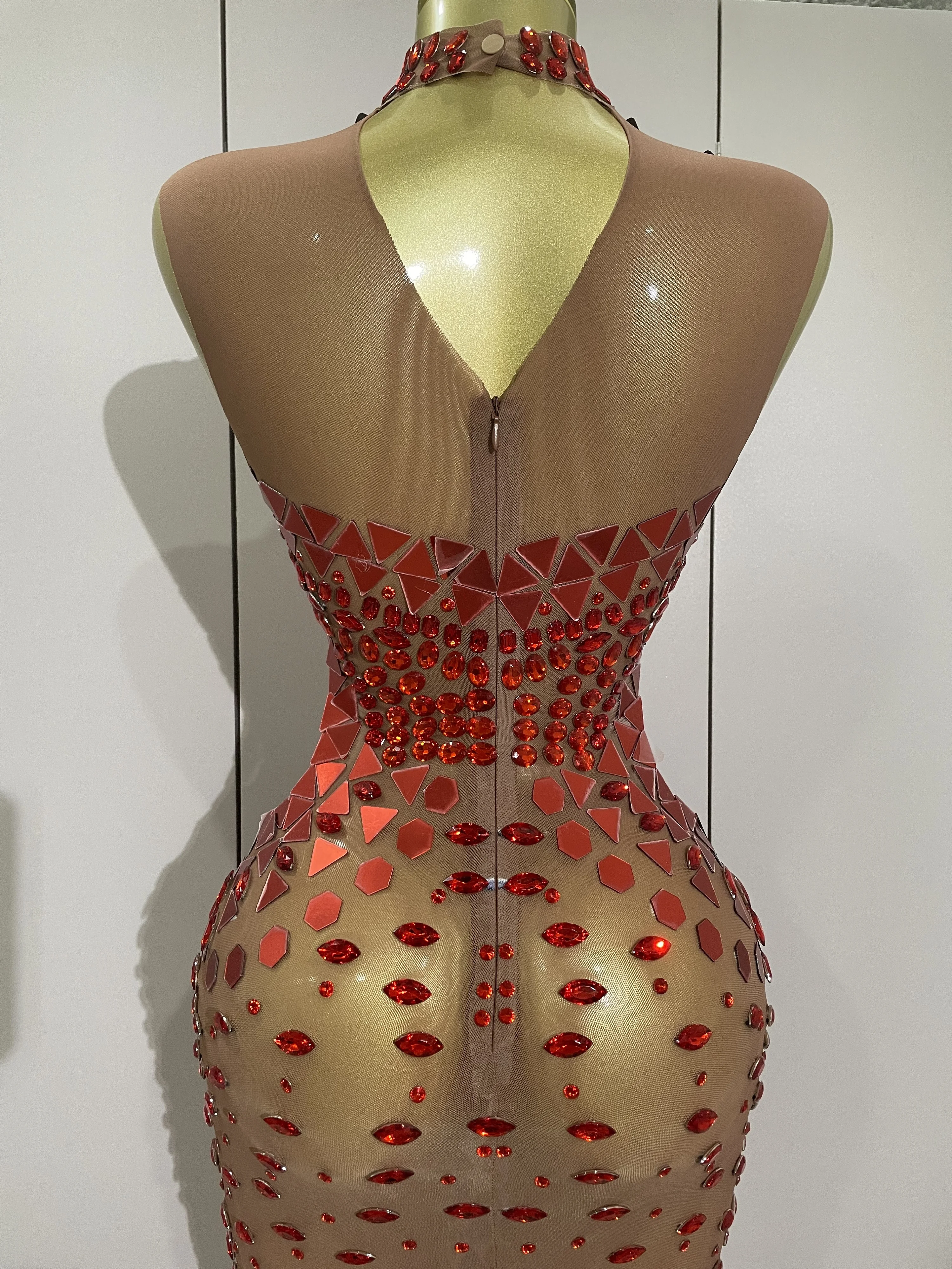Luxury Shiny Mirror Rhinestones Hollowed-out Long Dress 2026Women Celebrity Evening Party Catwalk Prom Stage Photo Shoot Dresses