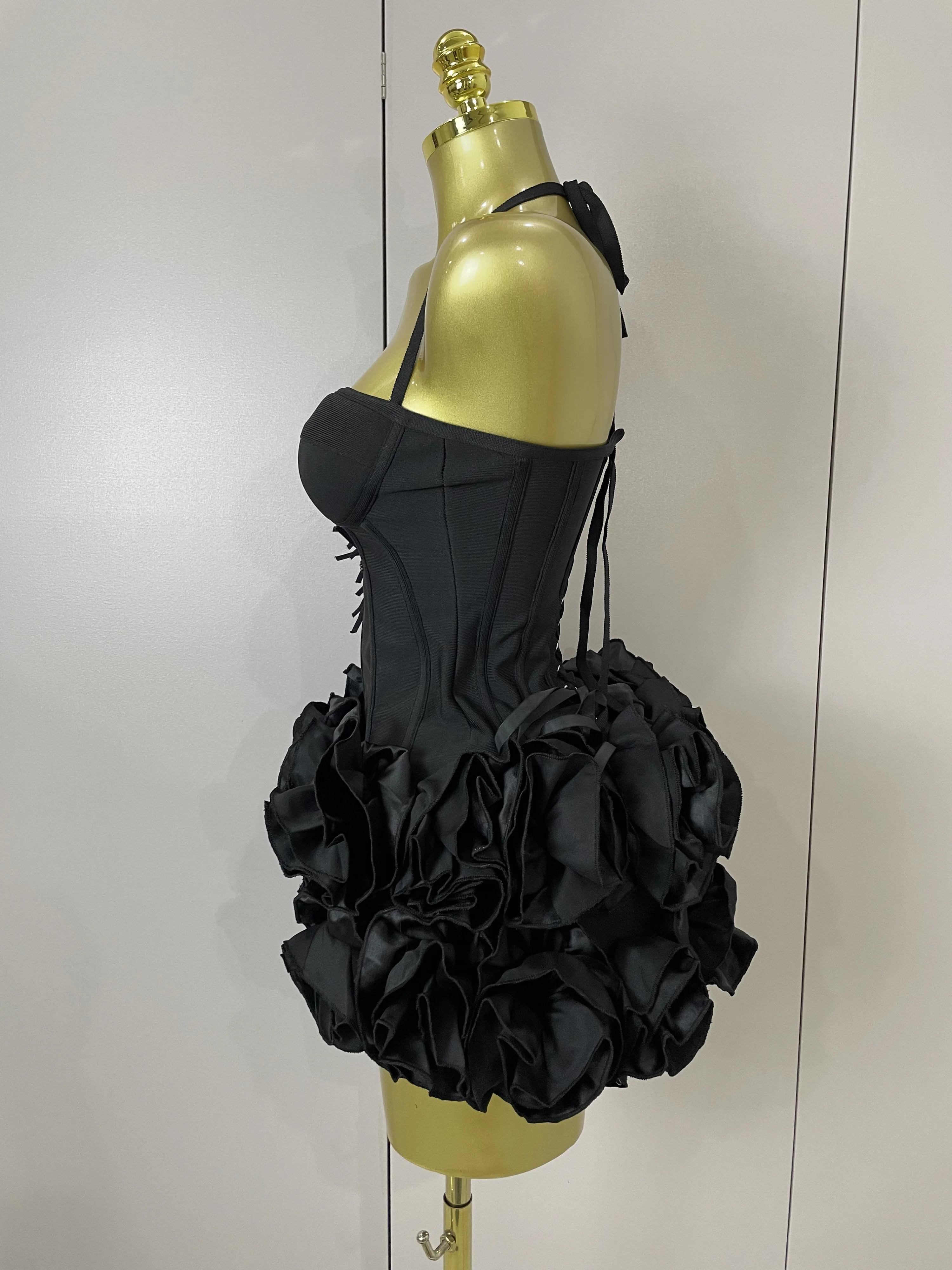 Sexy Halter Prom Gown Celebrity Club Two Piece Set Cocktail Elegant Women Fashion Luxury Birthday Party Red Black Bandage Outfit