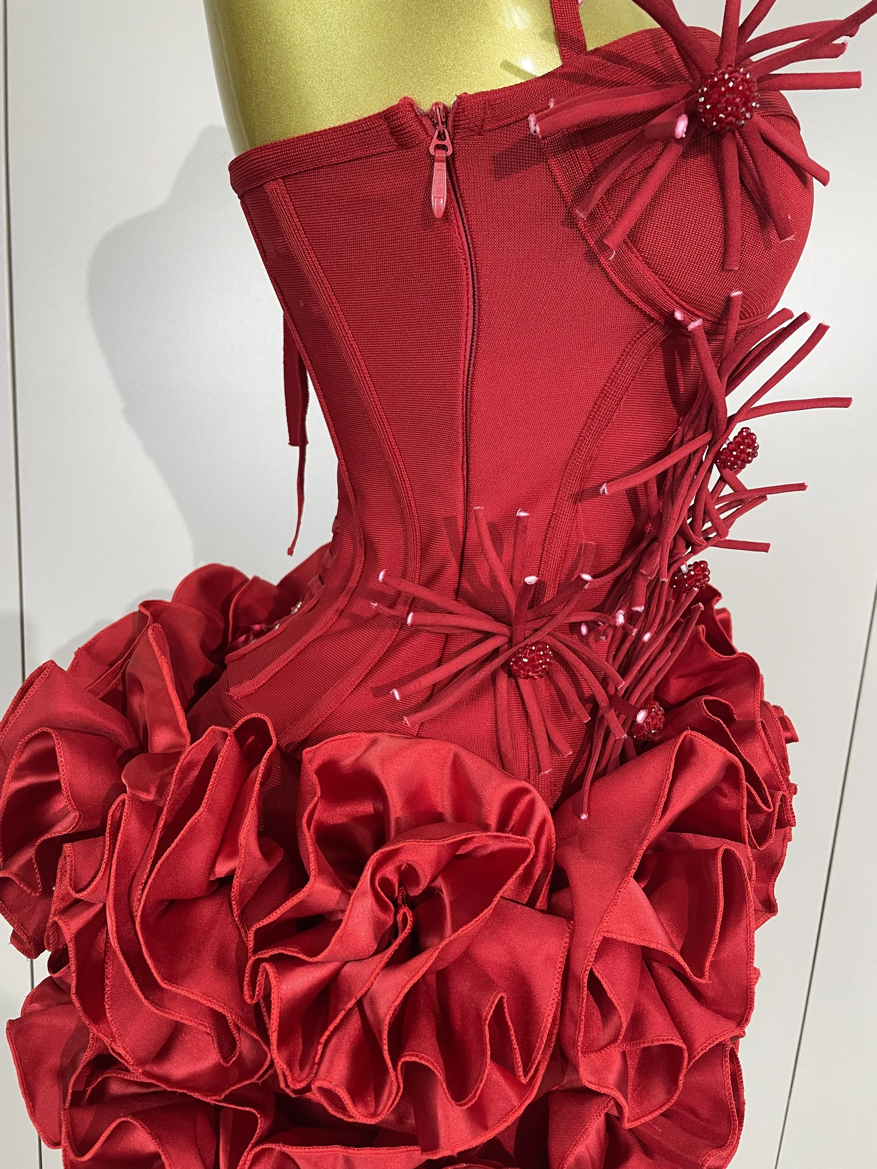 Sexy Halter Prom Gown Celebrity Club Two Piece Set Cocktail Elegant Women Fashion Luxury Birthday Party Red Black Bandage Outfit