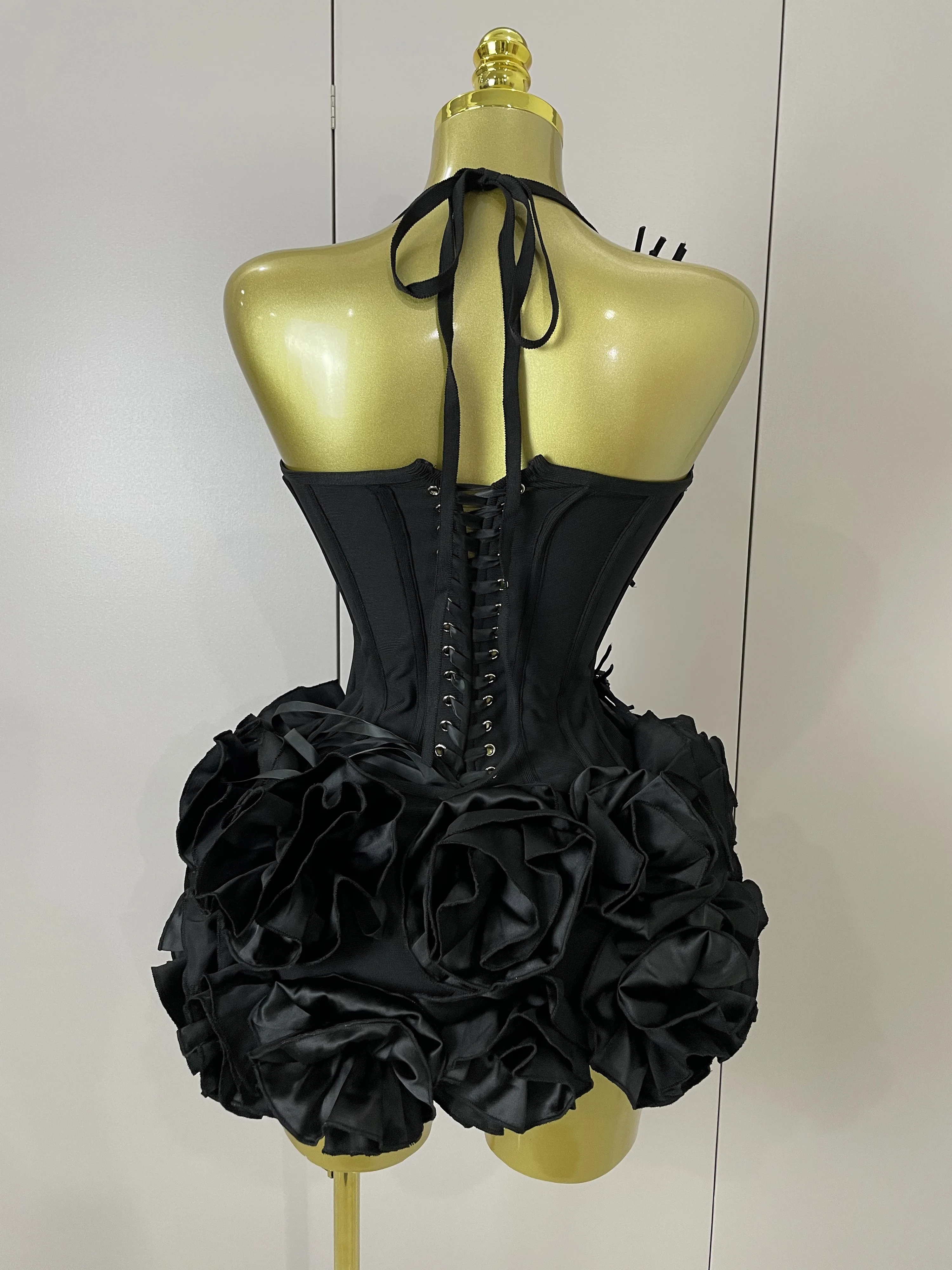 Sexy Halter Prom Gown Celebrity Club Two Piece Set Cocktail Elegant Women Fashion Luxury Birthday Party Red Black Bandage Outfit