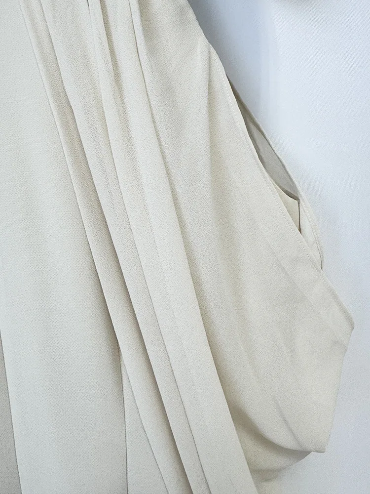 TOP QUALITY Newest Fashion 2026 Designer Women's Stand Collar Beaded Diamonds Chiffon Off Shoulder Long Sleeves Party Long Dress