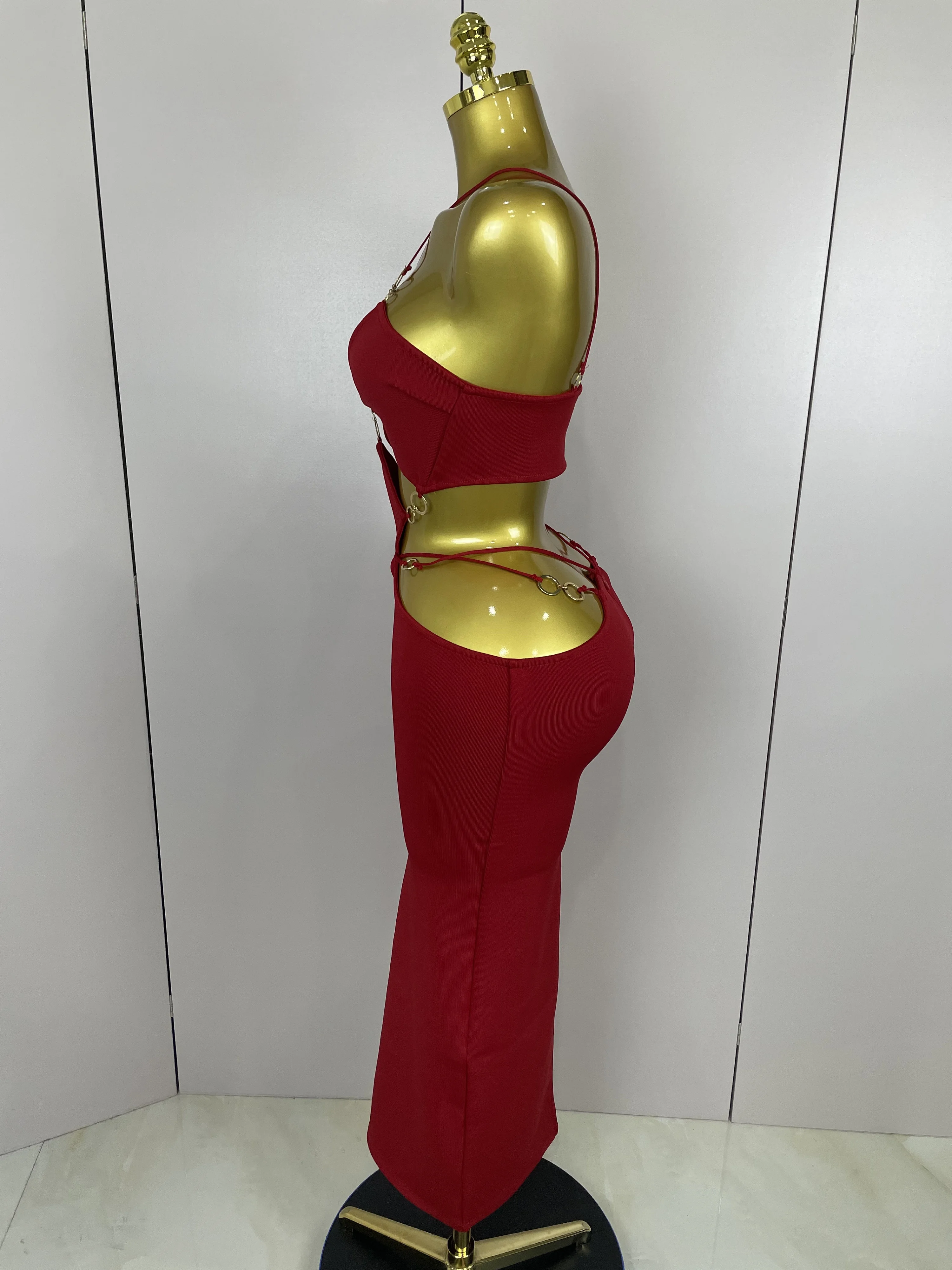 Sexy Halter Hollow Out Sleeveless Black Red Bodycon Long Bandage Dress 2025 Women Celebate Elegant Luxury Birthday Club Dress
