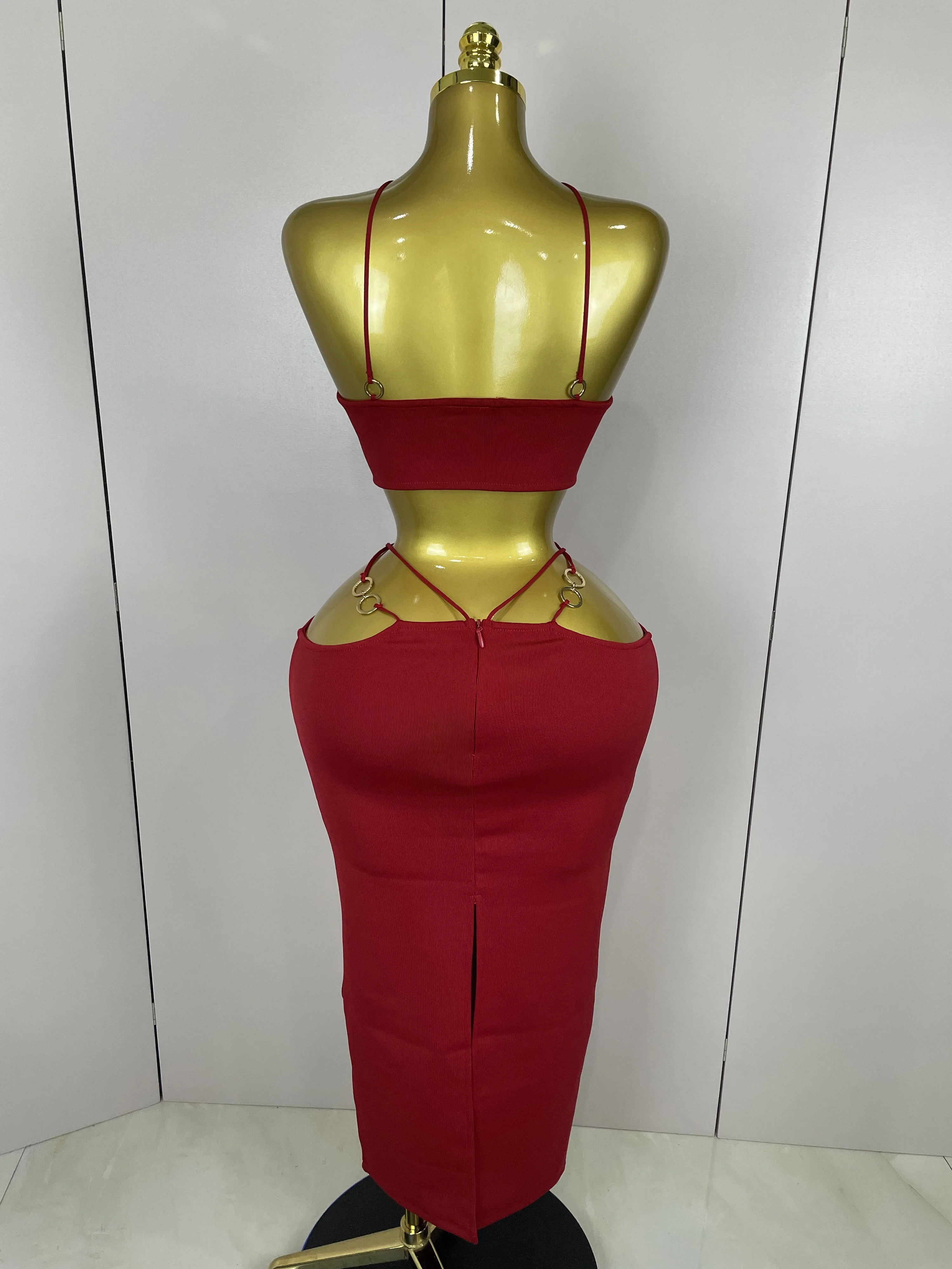 Sexy Halter Hollow Out Sleeveless Black Red Bodycon Long Bandage Dress 2025 Women Celebate Elegant Luxury Birthday Club Dress