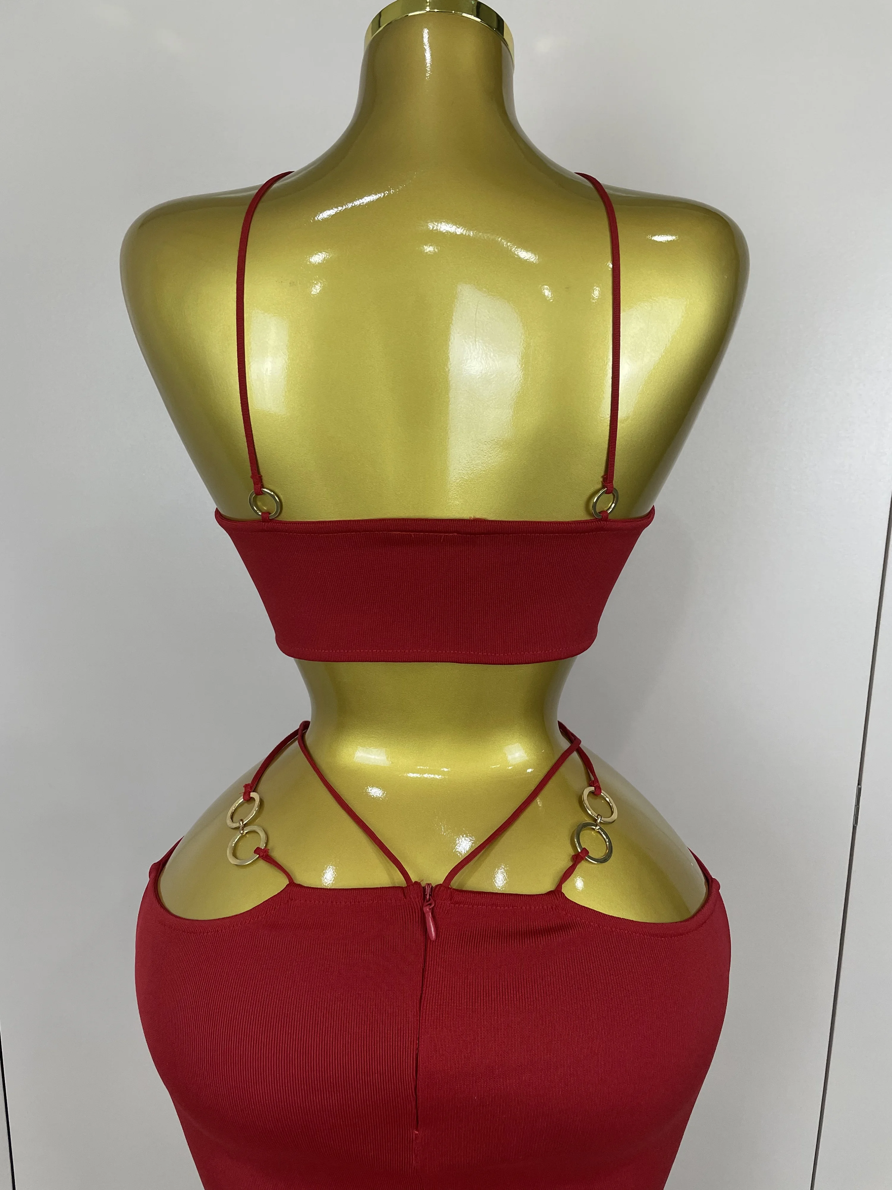 Sexy Halter Hollow Out Sleeveless Black Red Bodycon Long Bandage Dress 2025 Women Celebate Elegant Luxury Birthday Club Dress