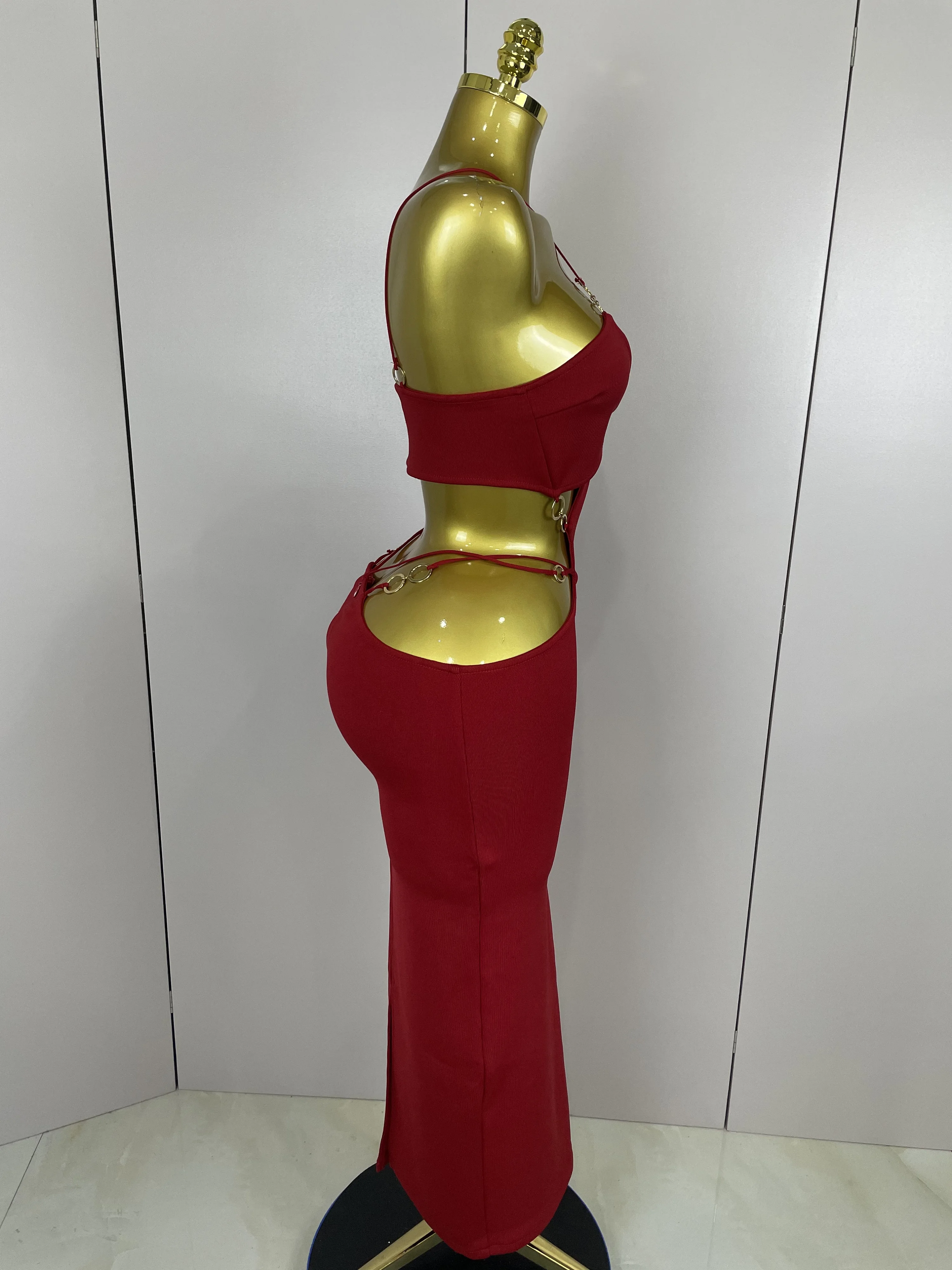 Sexy Halter Hollow Out Sleeveless Black Red Bodycon Long Bandage Dress 2025 Women Celebate Elegant Luxury Birthday Club Dress
