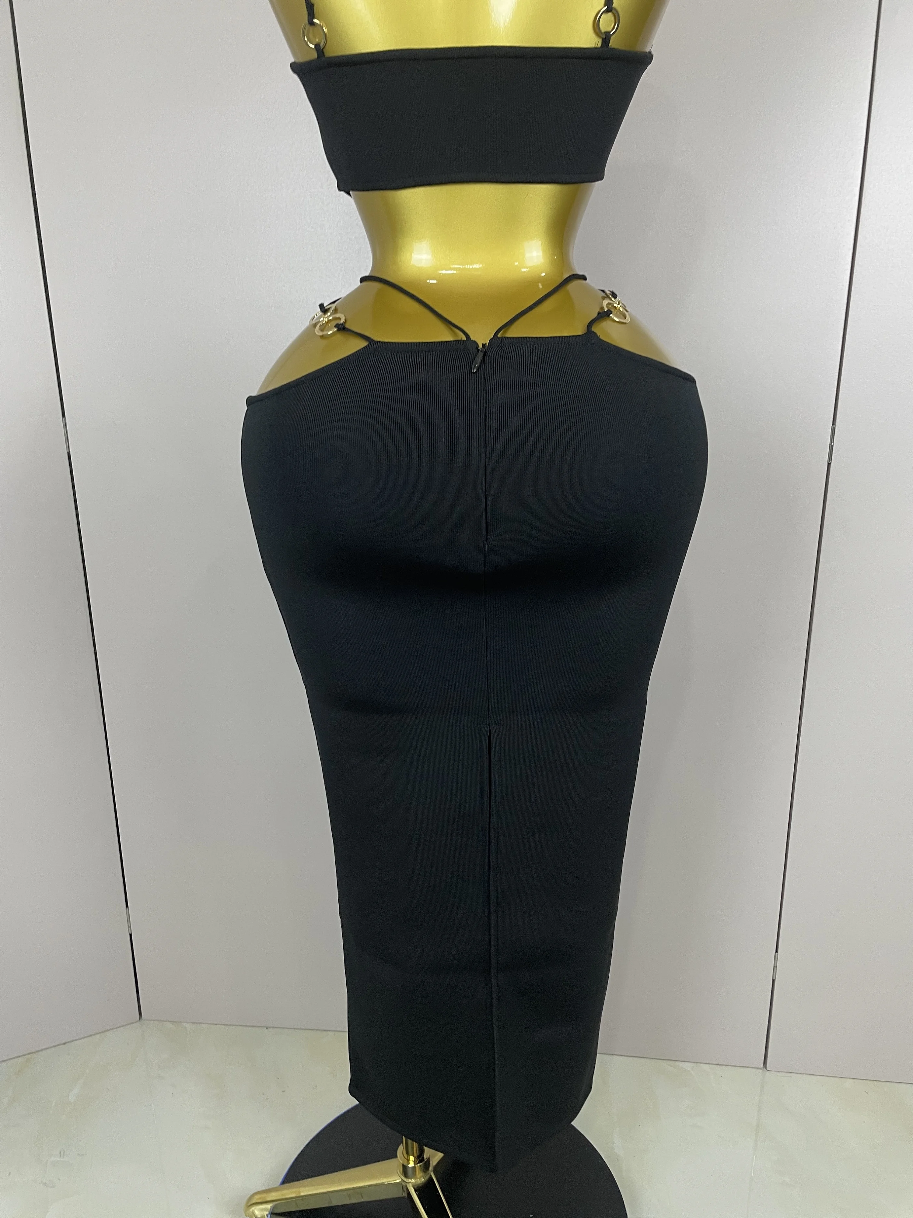 Sexy Halter Hollow Out Sleeveless Black Red Bodycon Long Bandage Dress 2025 Women Celebate Elegant Luxury Birthday Club Dress