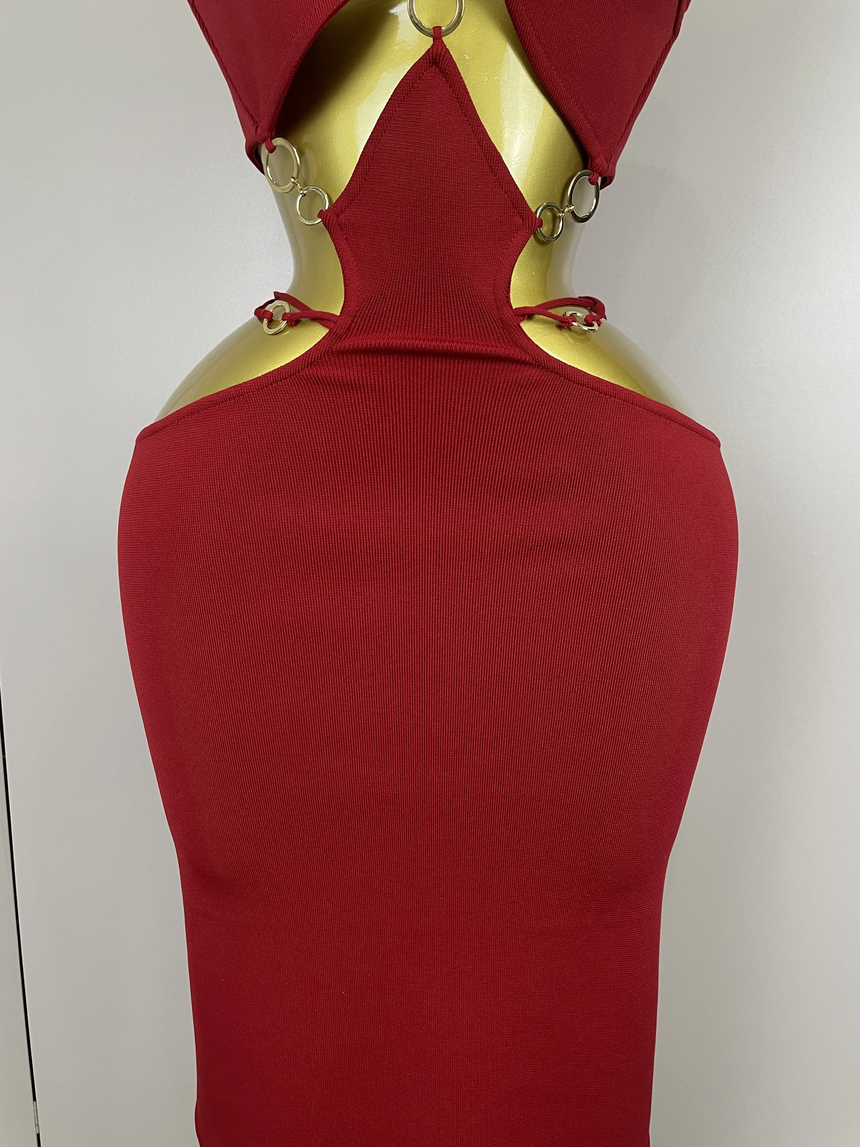 Sexy Halter Hollow Out Sleeveless Black Red Bodycon Long Bandage Dress 2025 Women Celebate Elegant Luxury Birthday Club Dress