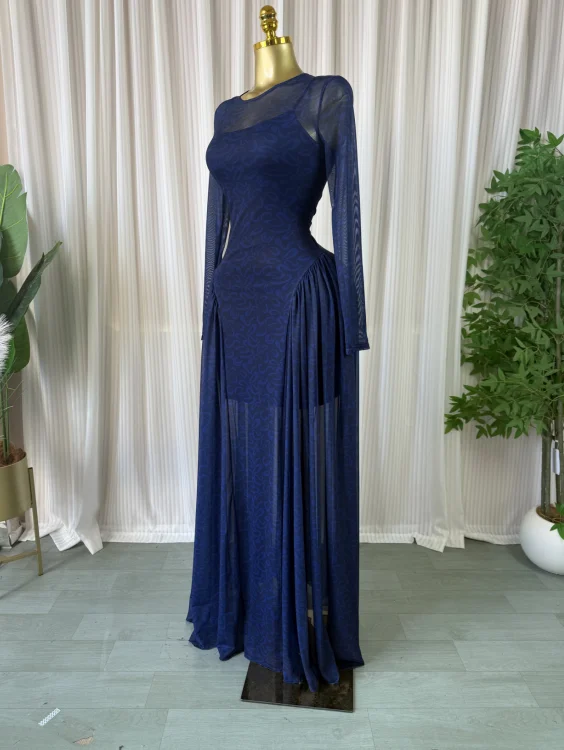 CM.YAYA Women O-neck Long Sleeve Big Swing A-line Maxi Dress 2026 Evening Sexy Parties Education Vacation Long Dresses Vestidos