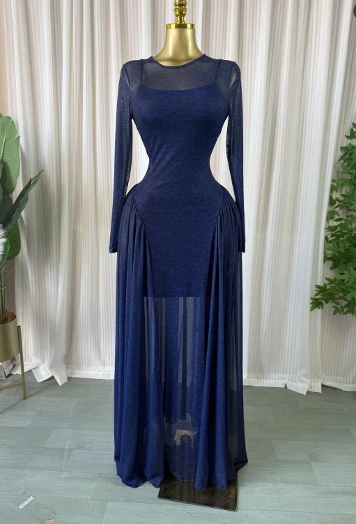 CM.YAYA Women O-neck Long Sleeve Big Swing A-line Maxi Dress 2026 Evening Sexy Parties Education Vacation Long Dresses Vestidos