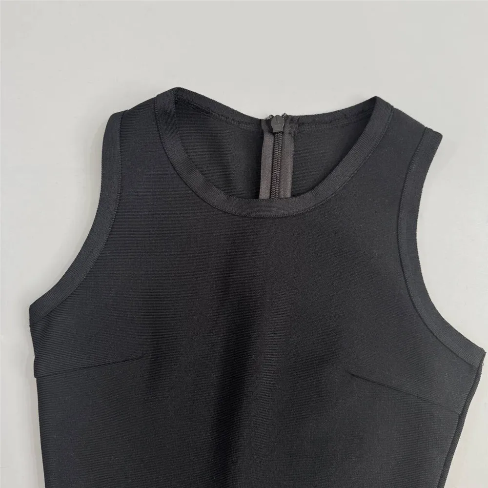 2025 New Women Sleeveless Bandage Dress Sexy Beading Tassels Clothes Club Party Elegant Dresses