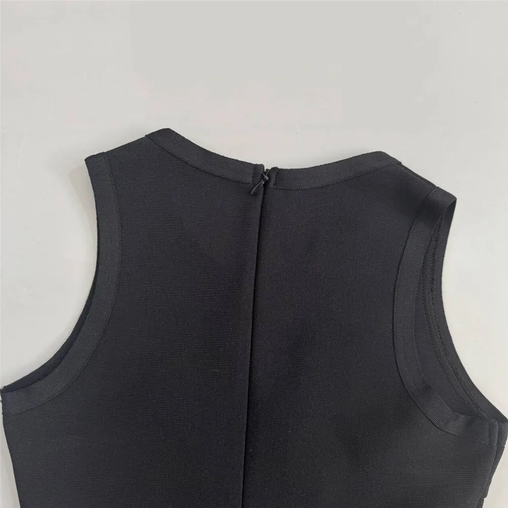 2025 New Women Sleeveless Bandage Dress Sexy Beading Tassels Clothes Club Party Elegant Dresses