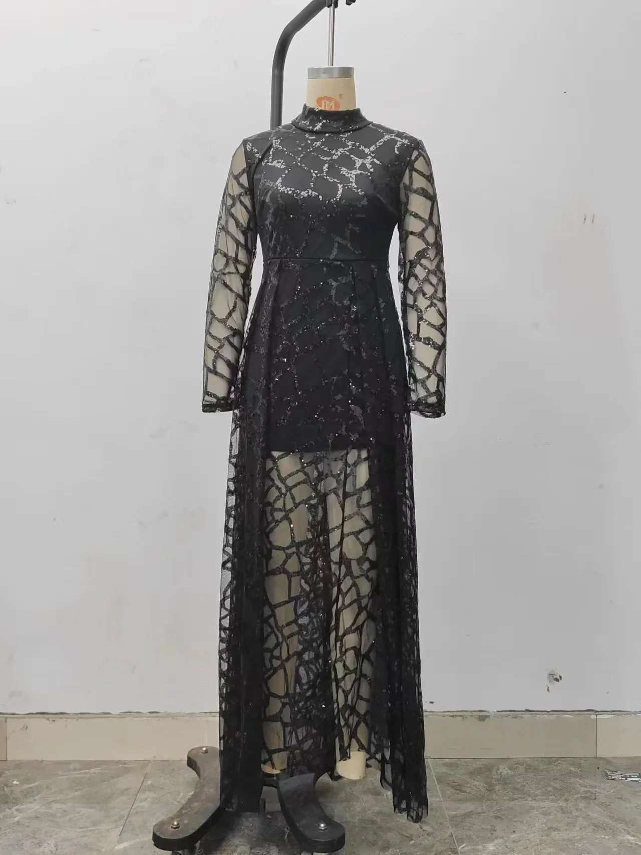 New Style Women's Clothing Dress Amazon Independent Station Long Sleeve Gold Sprinkling Long Dress Wedding Dress