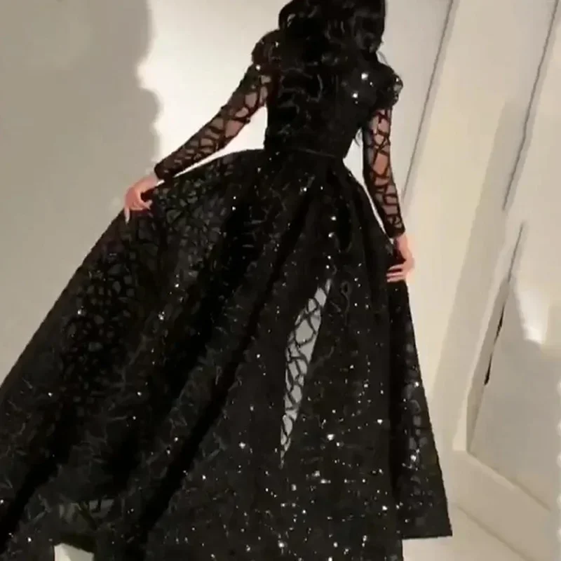 New Style Women's Clothing Dress Amazon Independent Station Long Sleeve Gold Sprinkling Long Dress Wedding Dress