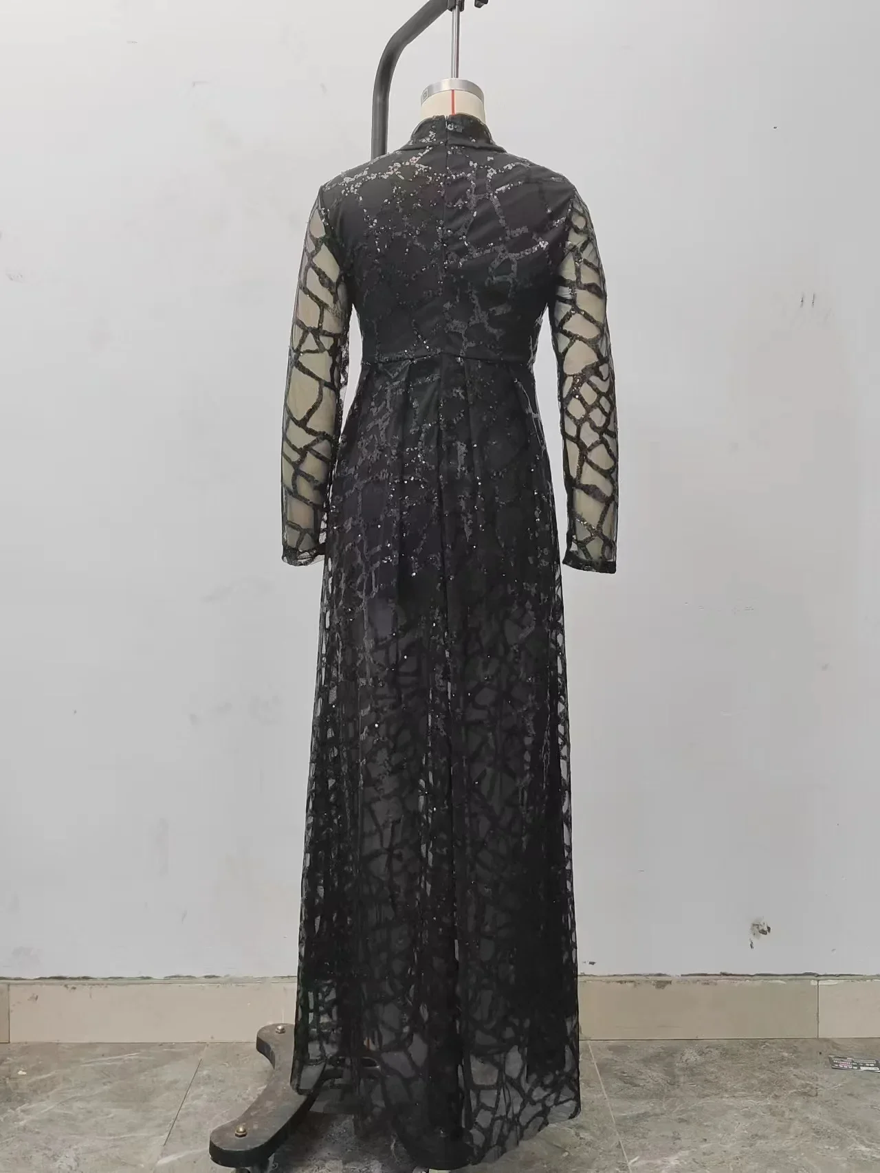 New Style Women's Clothing Dress Amazon Independent Station Long Sleeve Gold Sprinkling Long Dress Wedding Dress